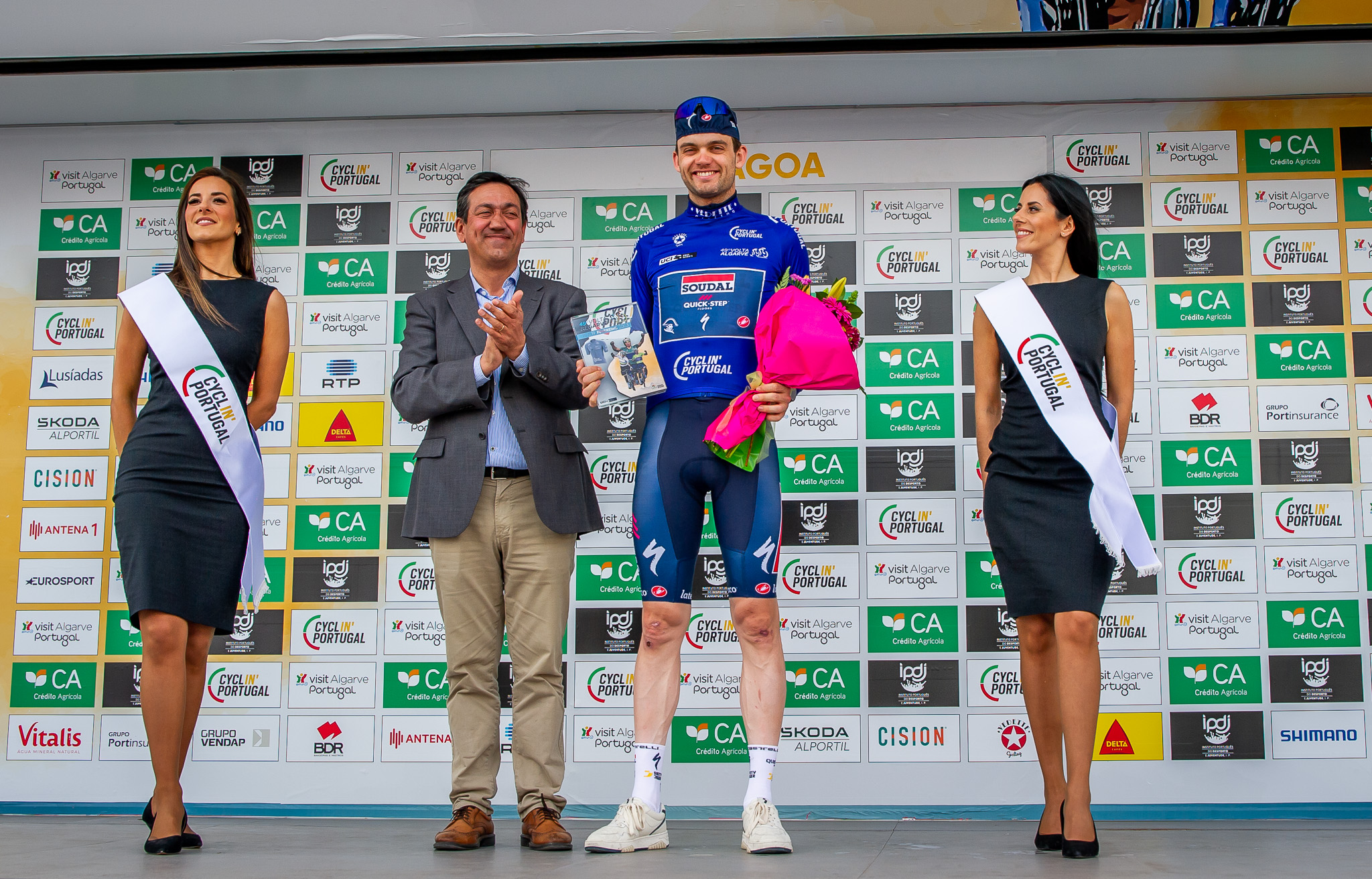 Kasper Asgreen at the podium of the 49th Volta ao Algarve as the winner of the mountain classification. 
