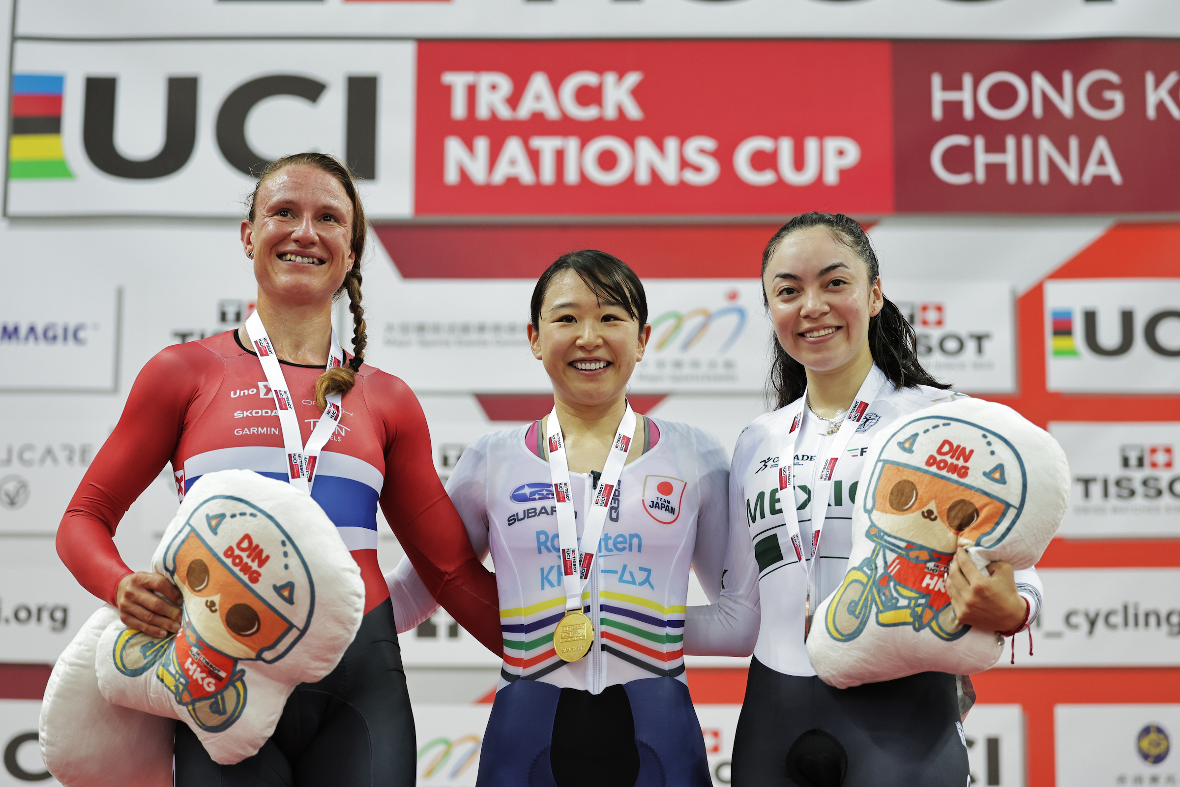 Pódio da Eliminação feminina com Anita Stenberg, Yumi Kajihara e Yareli Mendoza (Foto: UCI)