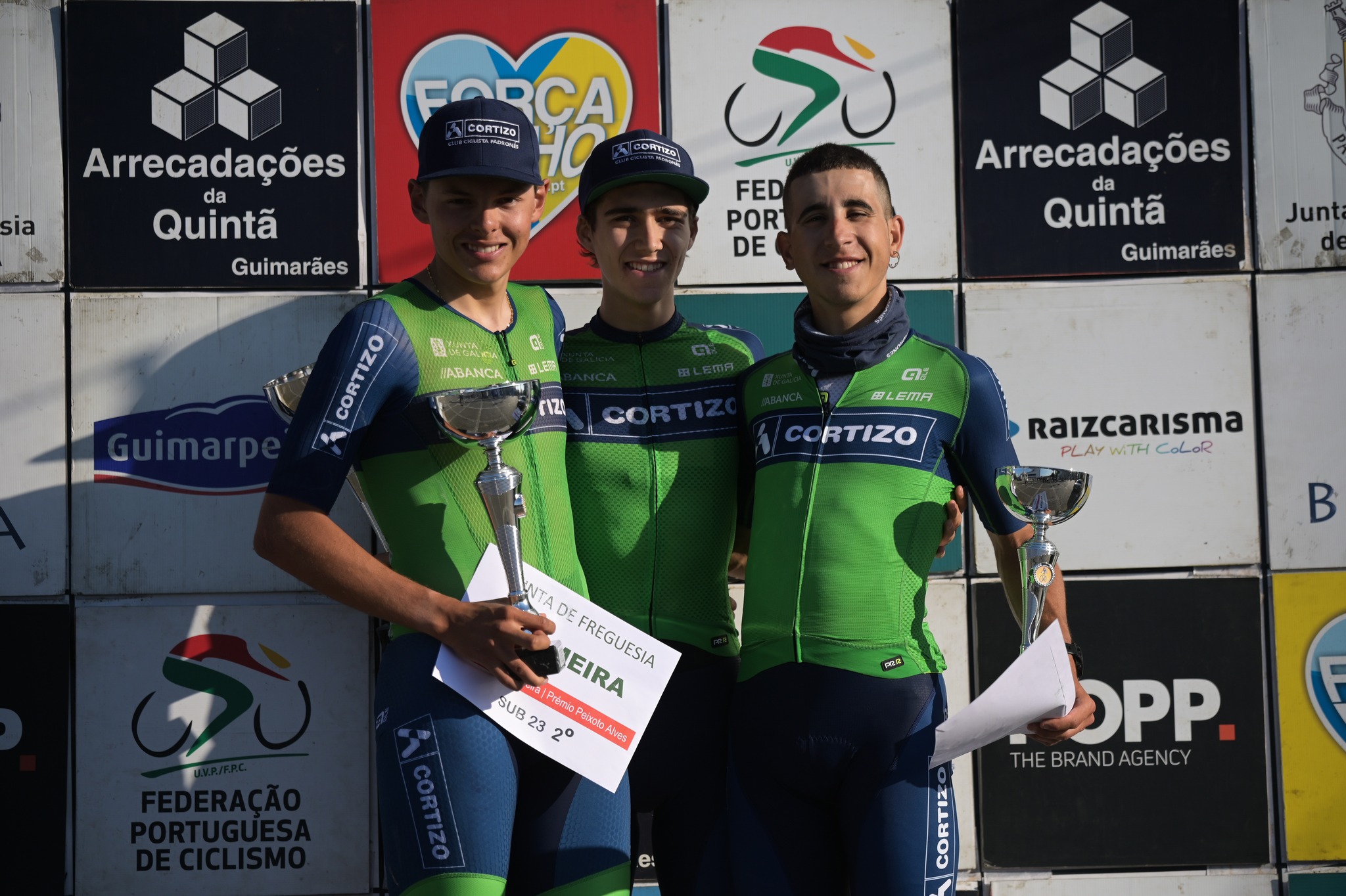 O pódio da 3ª Taça de Portugal de Esperanças com Sebastian Calderon, Samuel Florez e Manuel Rodriguez