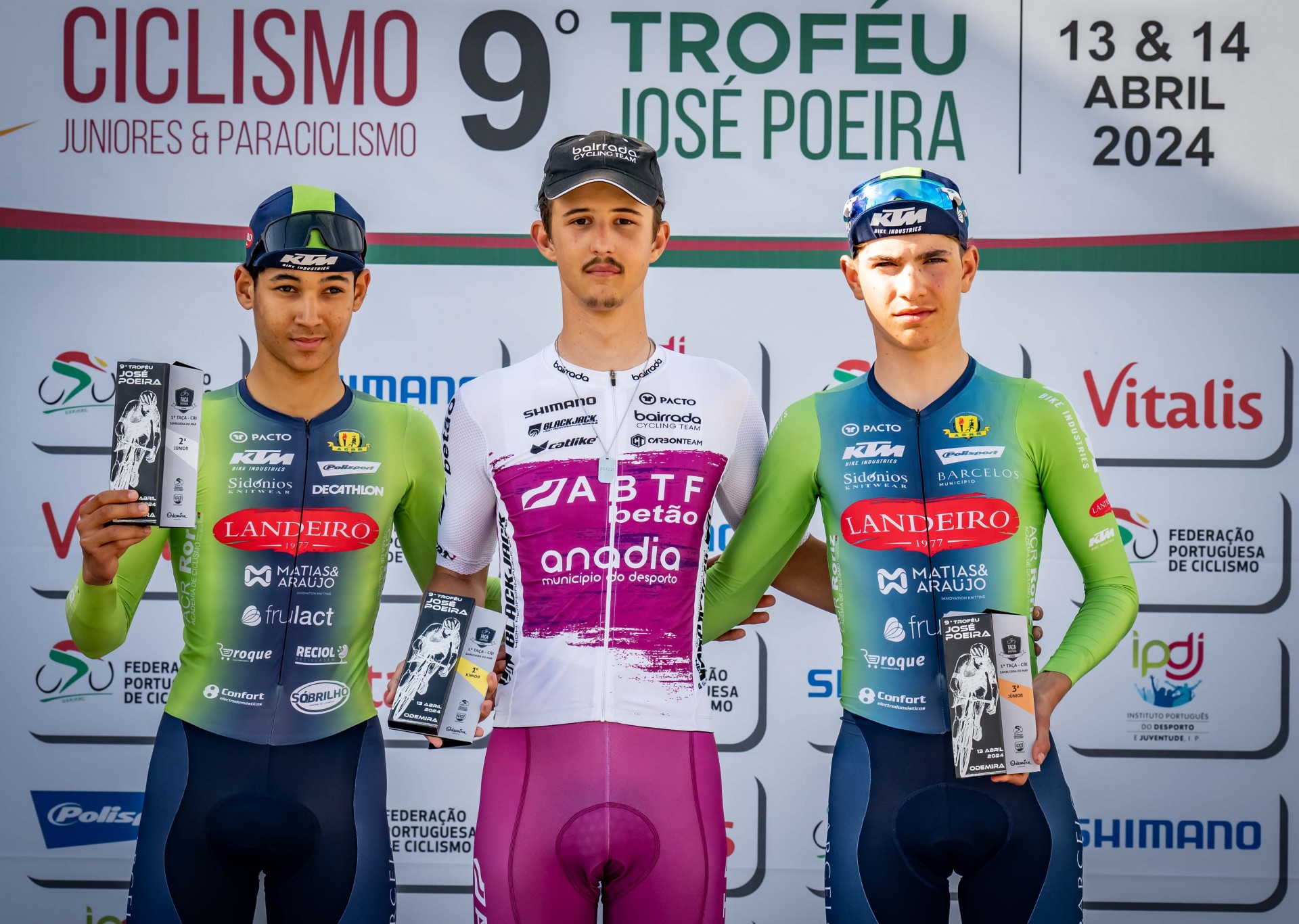 O pódio da 1ª Taça de Portugal Júnior com Guilherme Lino, Tiago Carmo e Gonçalo Rodrigues