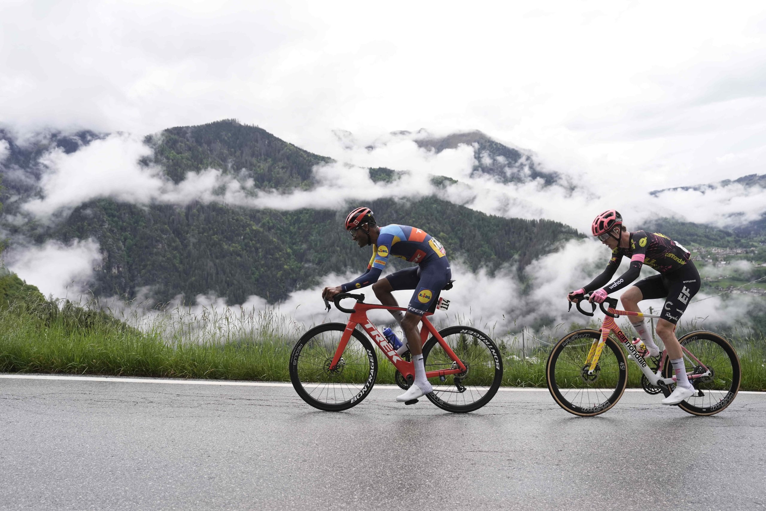 Amanuel Ghebreigzabhier e Georg Steinhauser atacaram na altura certa na etapa 17 do Giro d'Italia (Foto: Giro d'Italia)