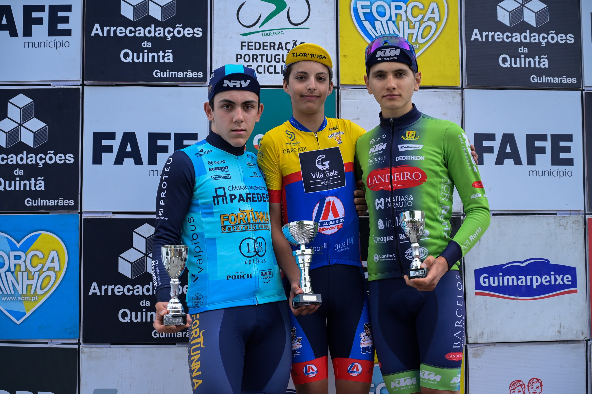 O pódio da terceira Taça de Portugal Cadete com Guilherme Ribeiro, Guilherme Santos e Dimas Mota