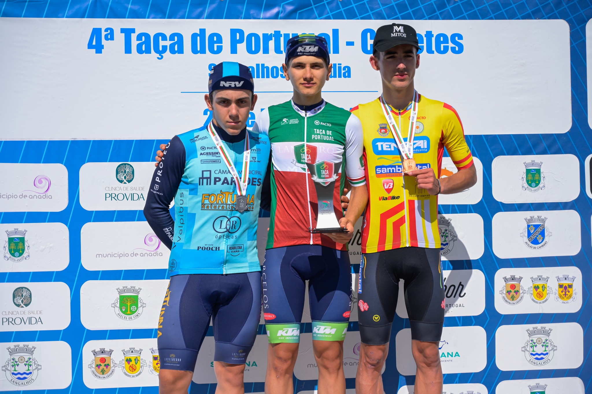 O pódio final da Taça de Portugal Cadete com Guilherme Ribeiro, Dimas Mota e Simão Pedrosa