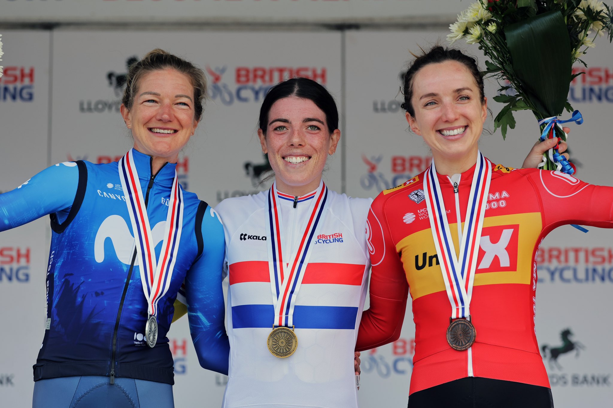 Pódio das Elites Femininas do Reino Unido com Claire Steels, Anna Henderson e Elinor Barker (Foto: British Cycling)