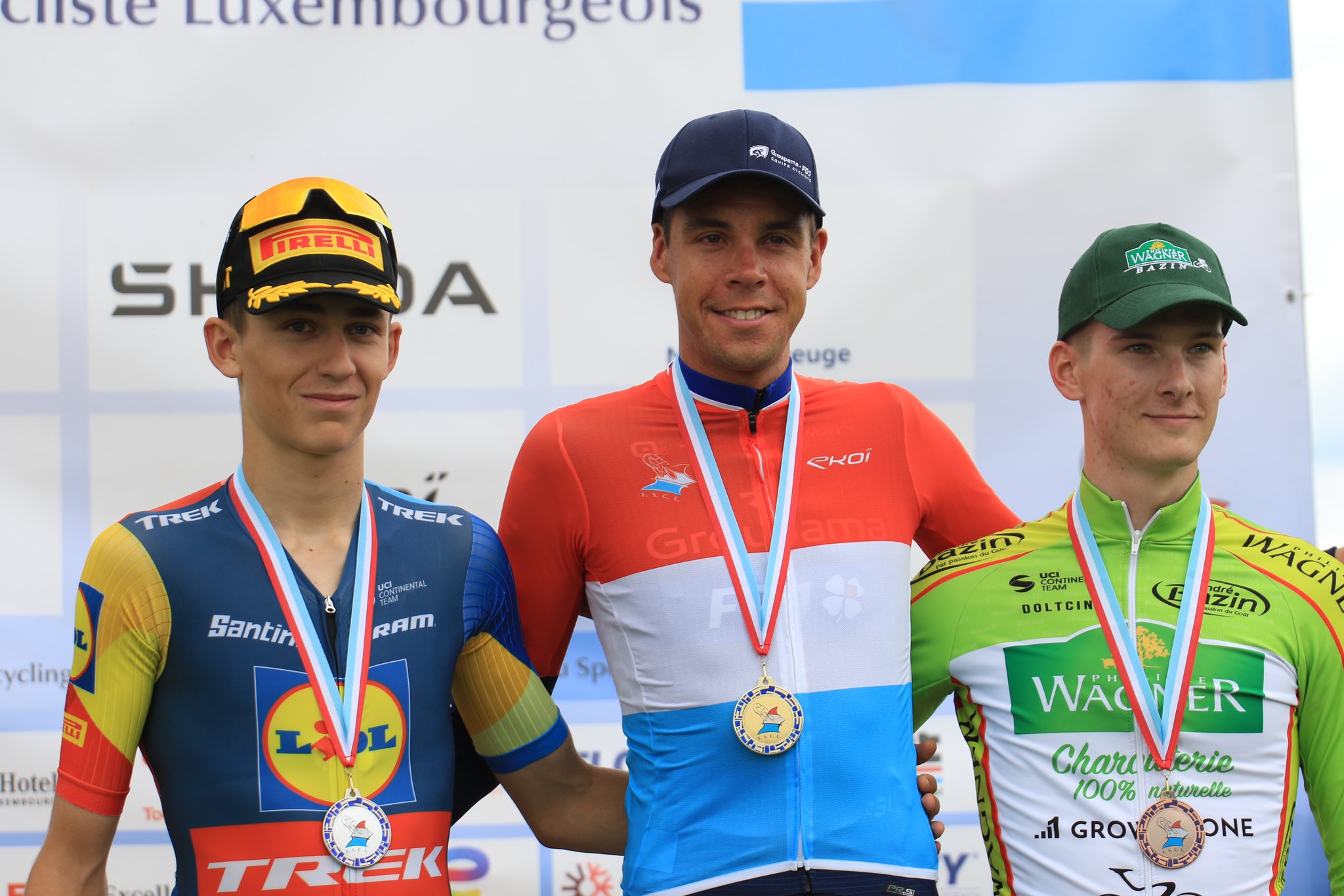 Pódio dos Elites Masculinos do Luxemburgo com Mats Wenzel, Kevin Geniets e Alexandre Kess (Foto: FSCL)