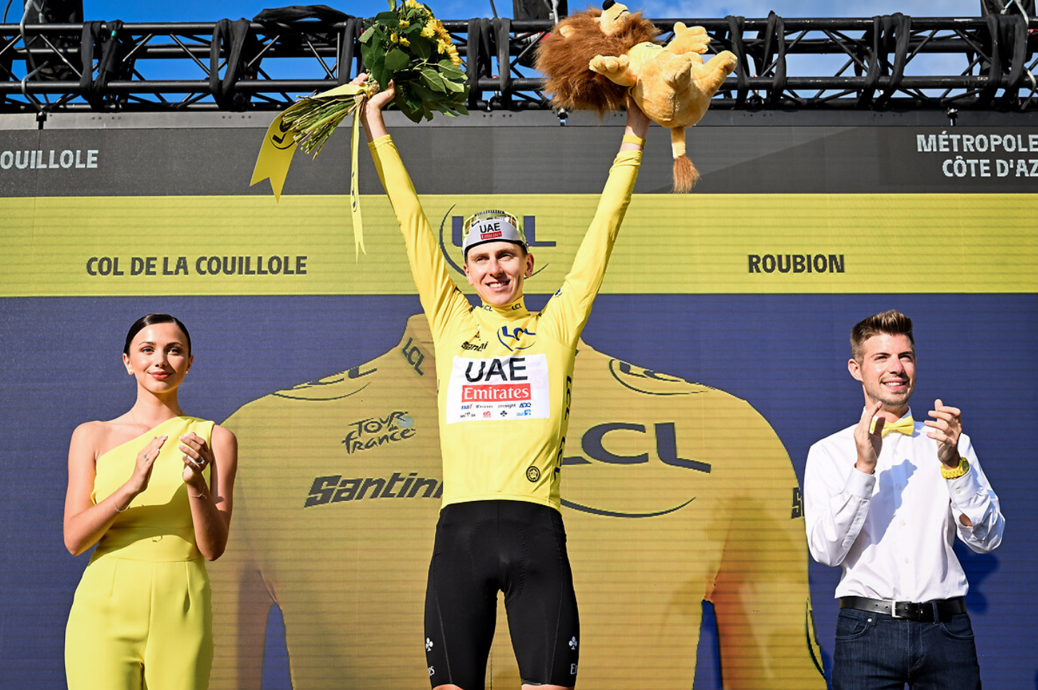 Tadej Pogacar segue o camisola amarela do Tour de France (Foto: ASO)
