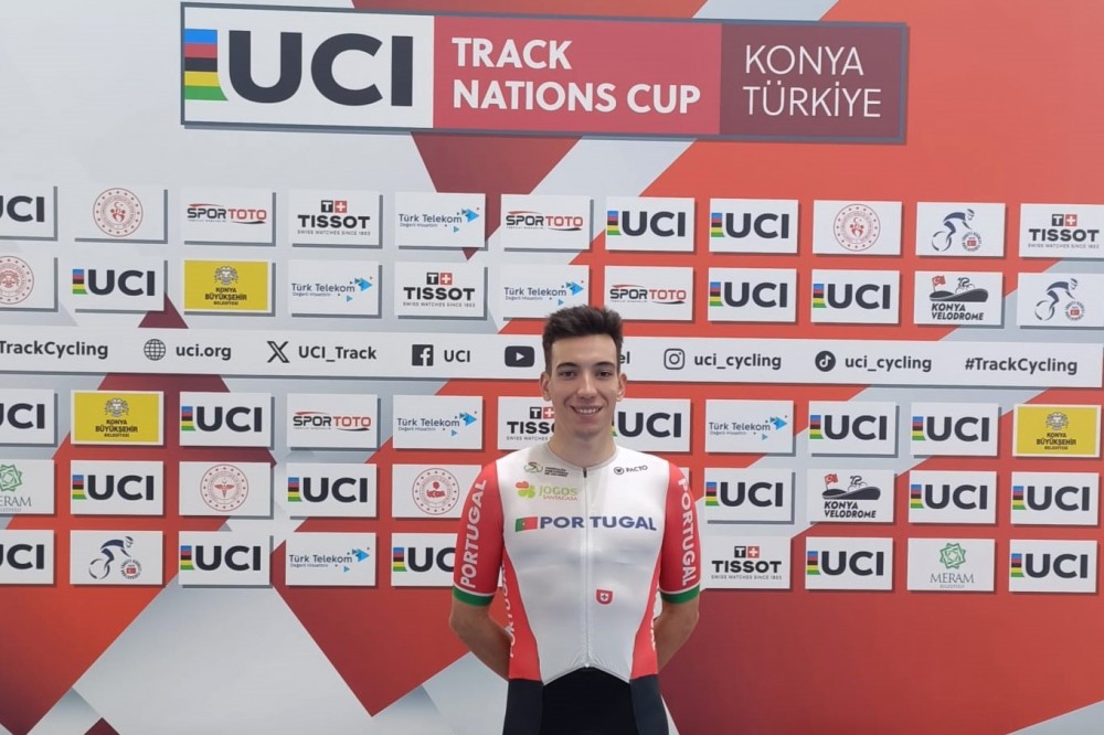Diogo Narciso venceu a Corrida por Pontos do Omnium masculino na Track Nations Cup de Konya (Foto: UVP/FPC)