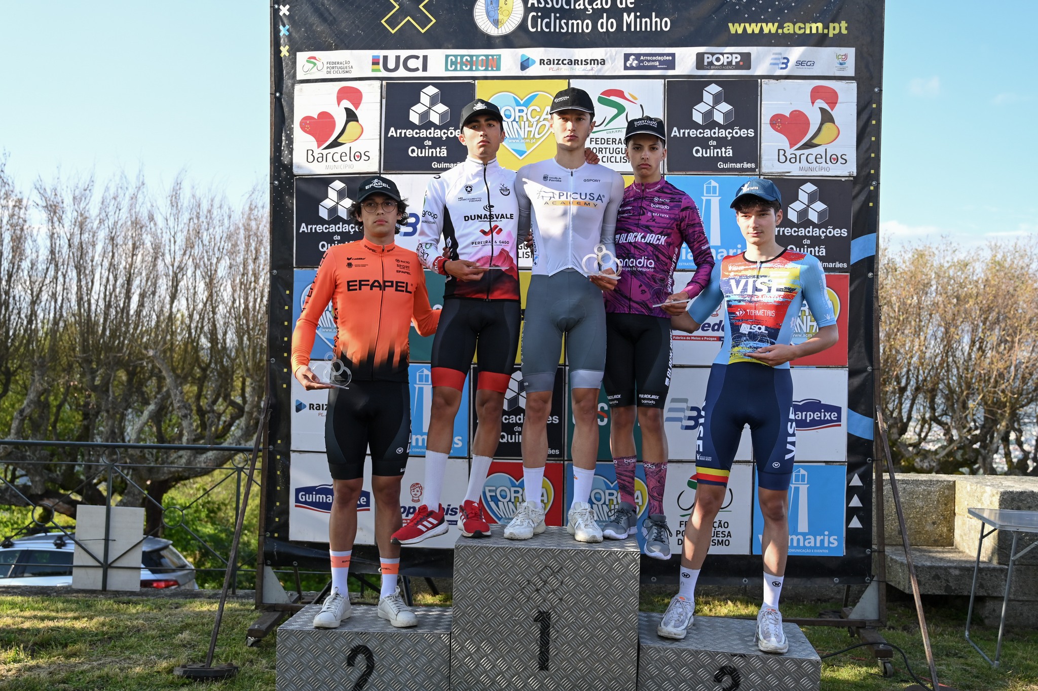 O pódio da 3ª Taça de Portugal de Juniores com Rodrigo Jesus, Tomás Mateus, José Salgueiro, Guilherme Santos e Augusto Patrício