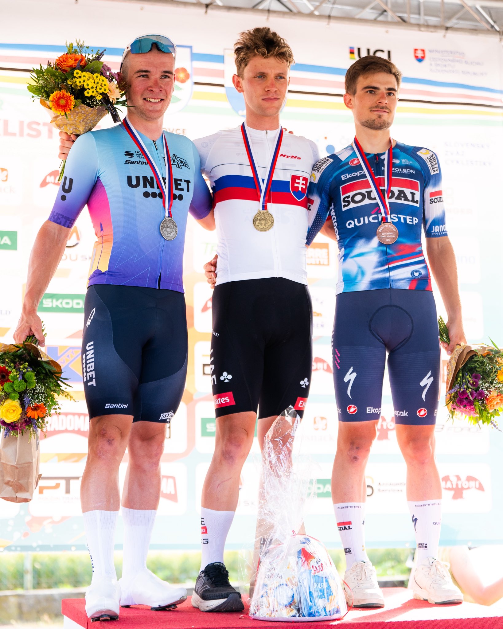 O pódio dos elites masculinos da Eslováquia com Lukas Kubis, Matthias Schwarzbacher e Martin Svrcek (Foto: Unibet Tietema Rockets)