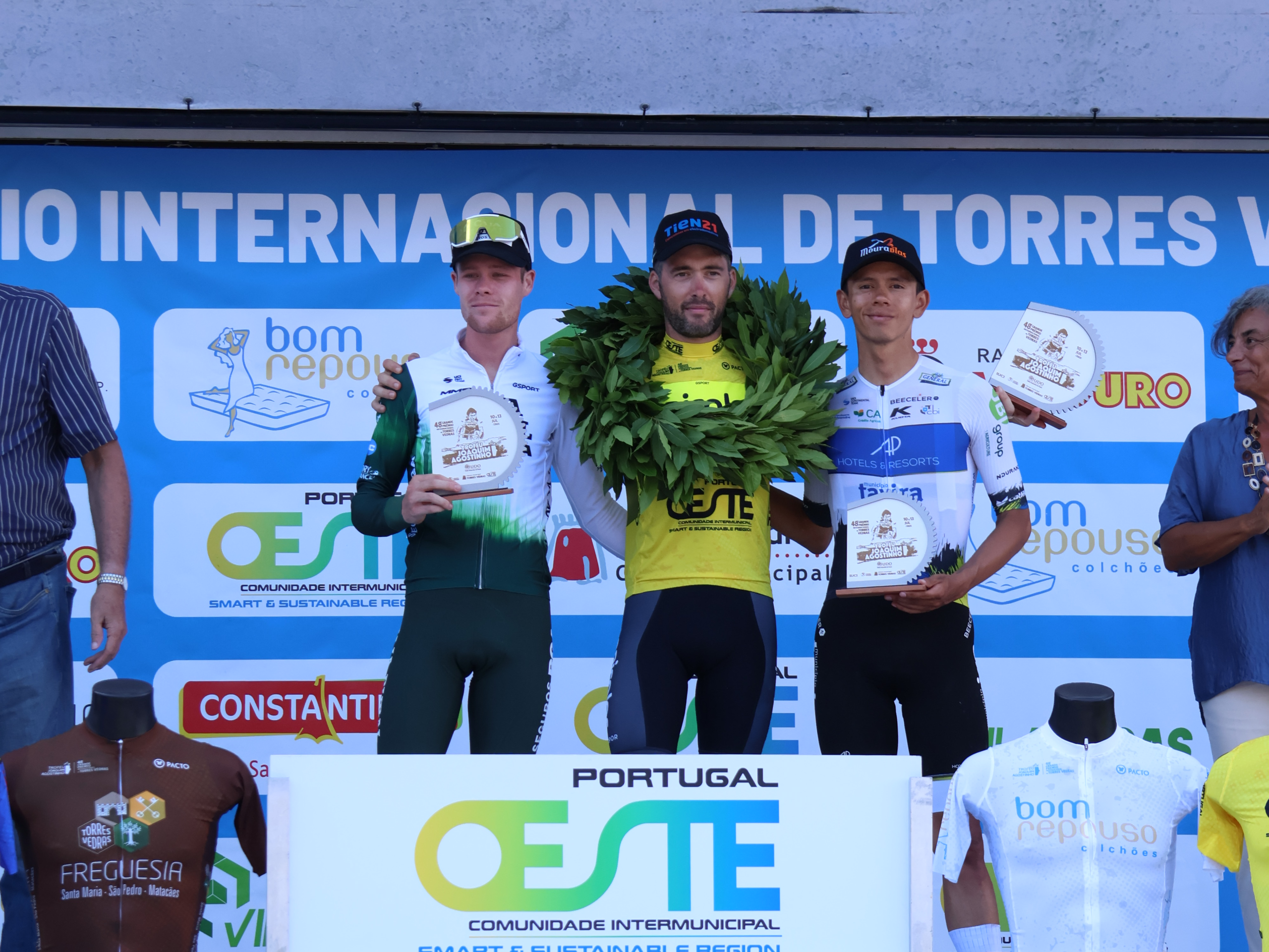 O pódio do GP Torres Vedras com Sebastian Berwick, Alexis Guérin e Jesus David Peña