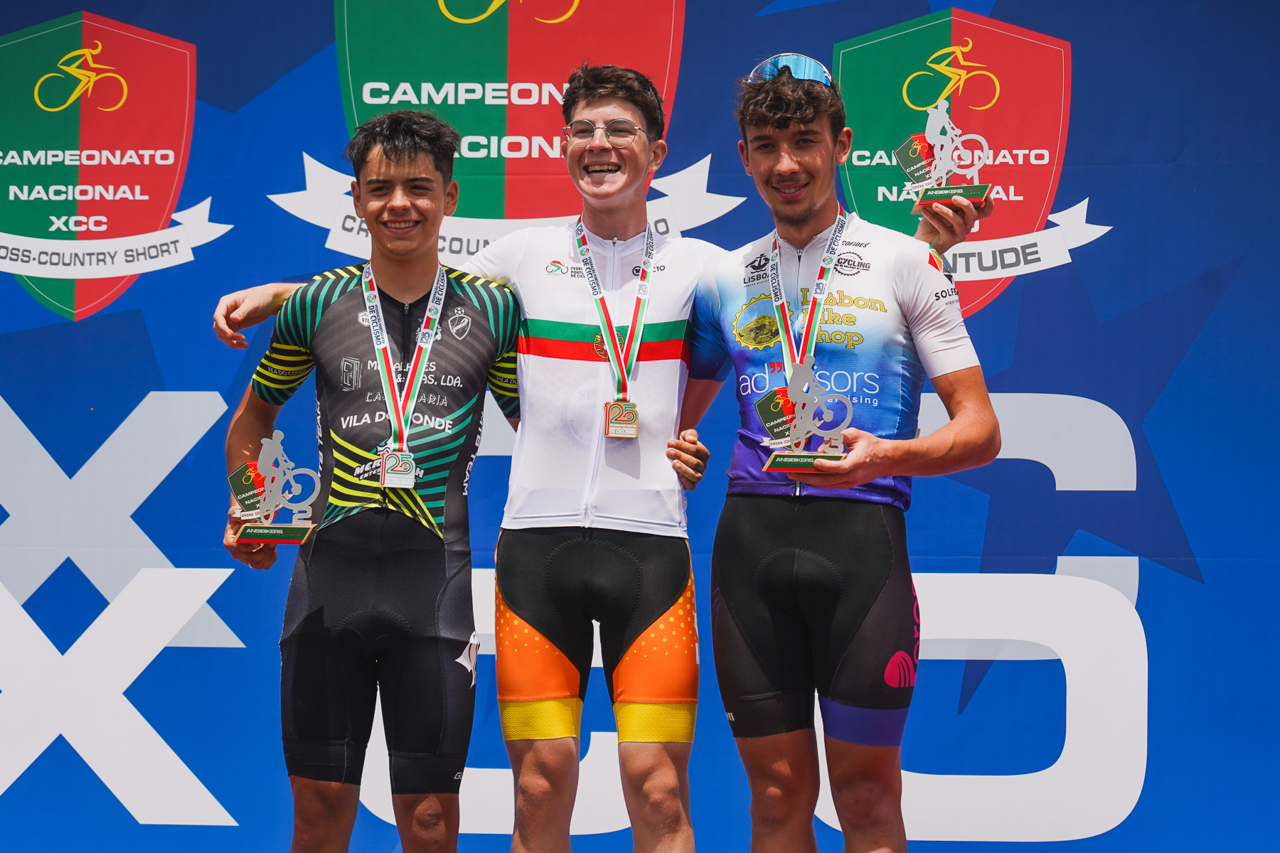 O pódio dos Juniores Masculinos com Vasco Silva, Tomás Pais e Ricardo Piedade