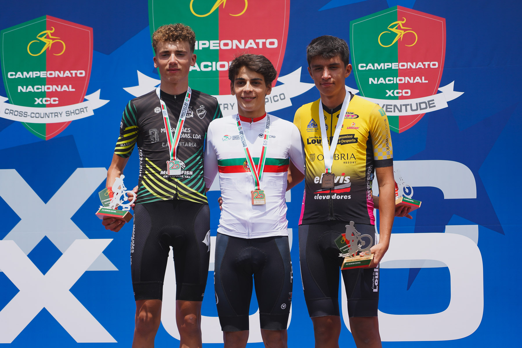 O pódio dos Cadetes Masculinos com Diogo Maia, Pedro Galvão e Diogo Virgínia 