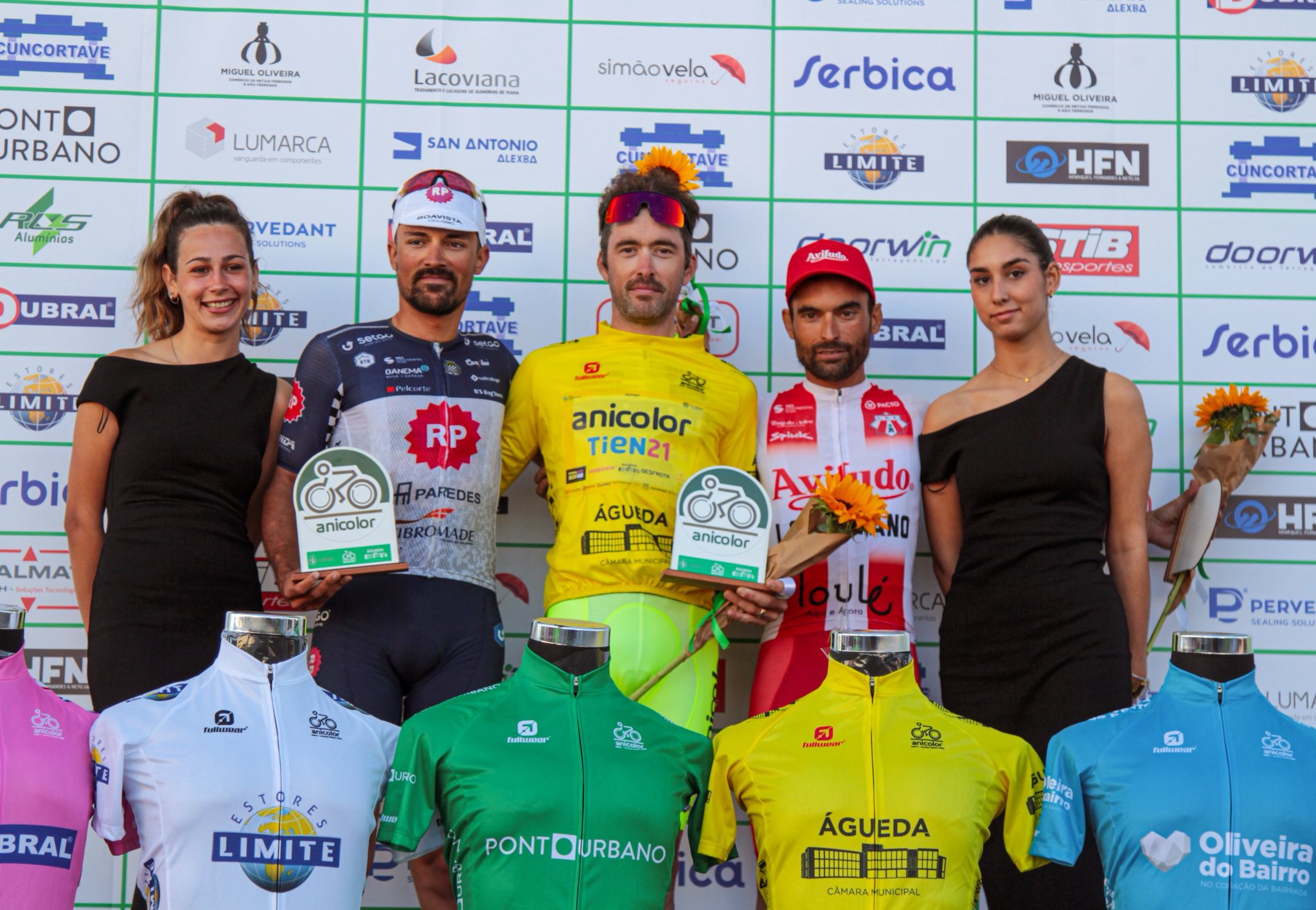 O pódio do GP Anicolor com Raul Rota, Alexis Guerin e Jesus Del Pino