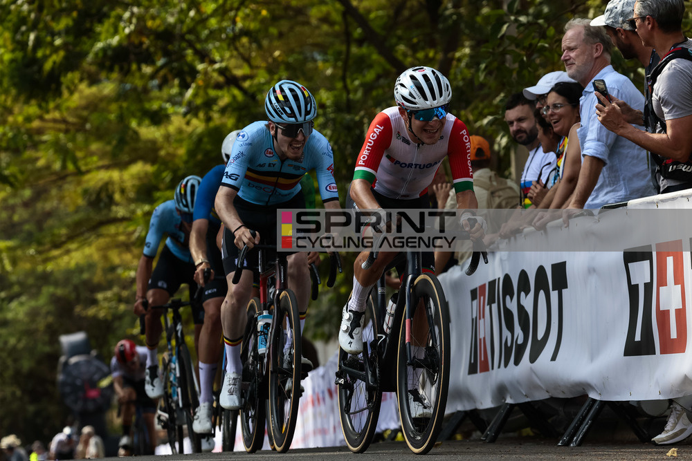 Lucas Lopes foi o melhor português na prova de fundo dos Sub-23 masculinos em Kigali (Foto: Luca Bettini/SprintCyclingAgency©2025)