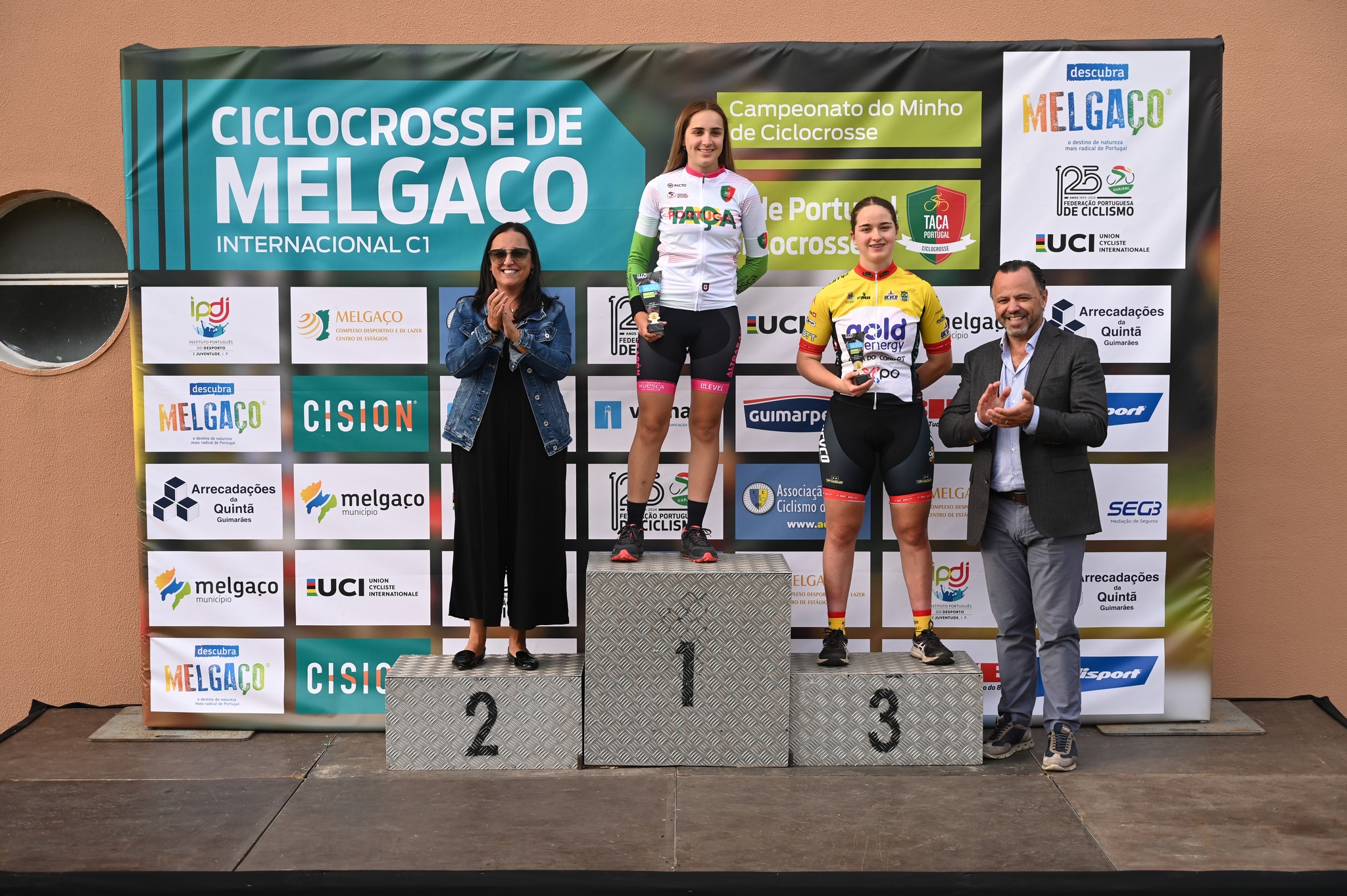 O pódio das Sub-23 femininas com Ana Lopez e Margarida Vasconcelos