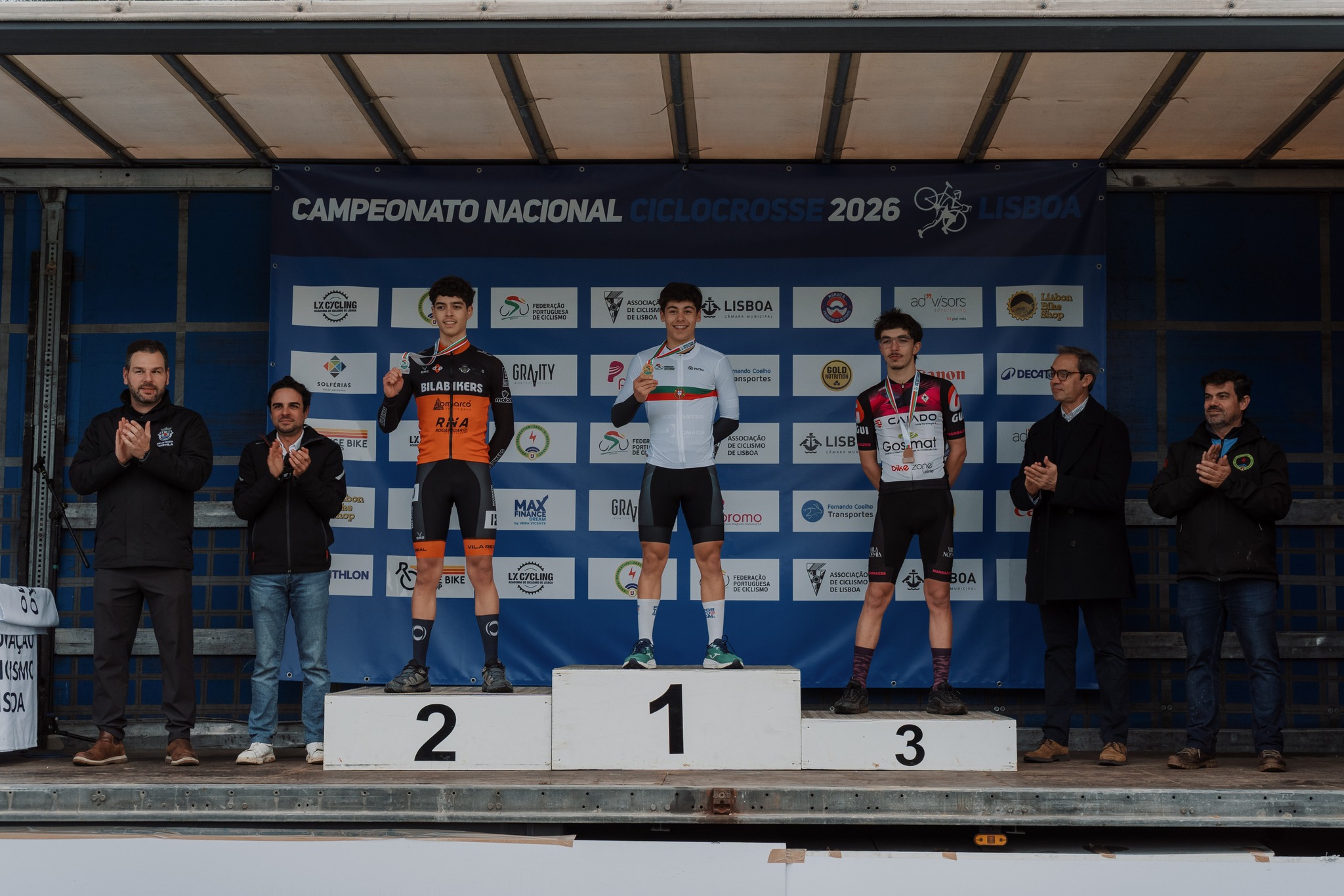 O pódio dos juniores masculinos com Rodrigo Matos, João Vigário e Xavier Gaspar