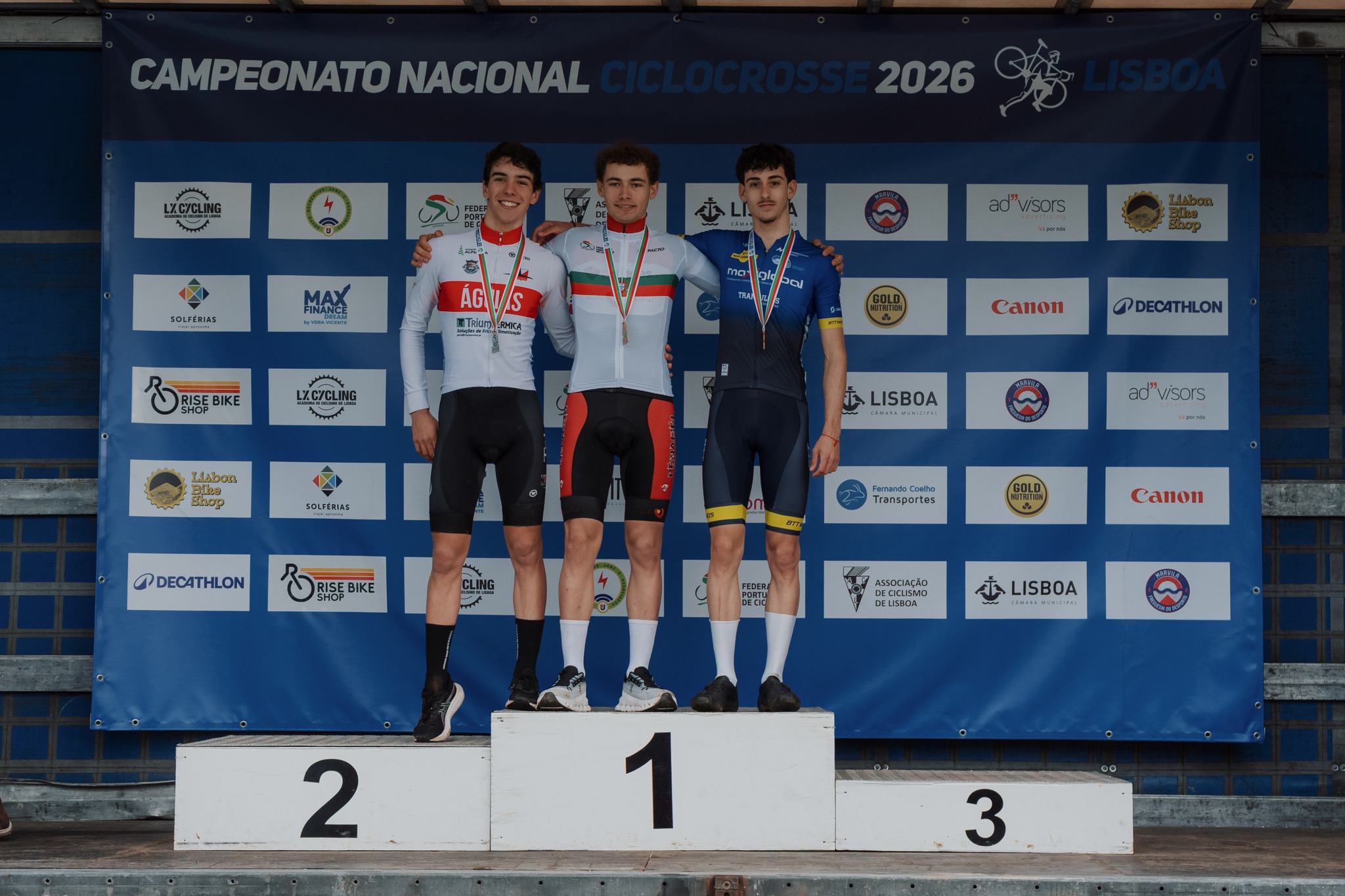 O pódio dos Sub-23 Masculinos com Duarte Galvão, Tomás Gaspar e João Fonseca