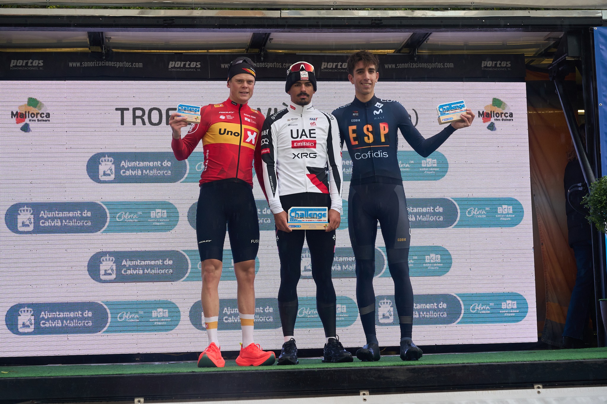 O pódio do Trofeo Calvià com Adne Holter, António Morgado e Hector Alvarez