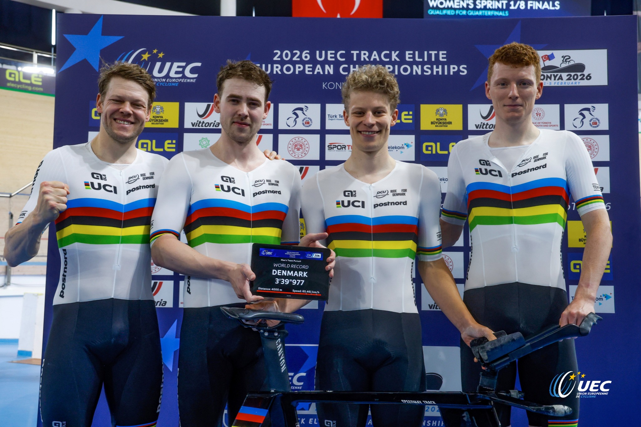 Lasse Norman Leth, Rasmus Pedersen, Tobias Hansen e Frederik Madsen registaram um novo recorde do mundo nos Campeonatos da Europa de Pista