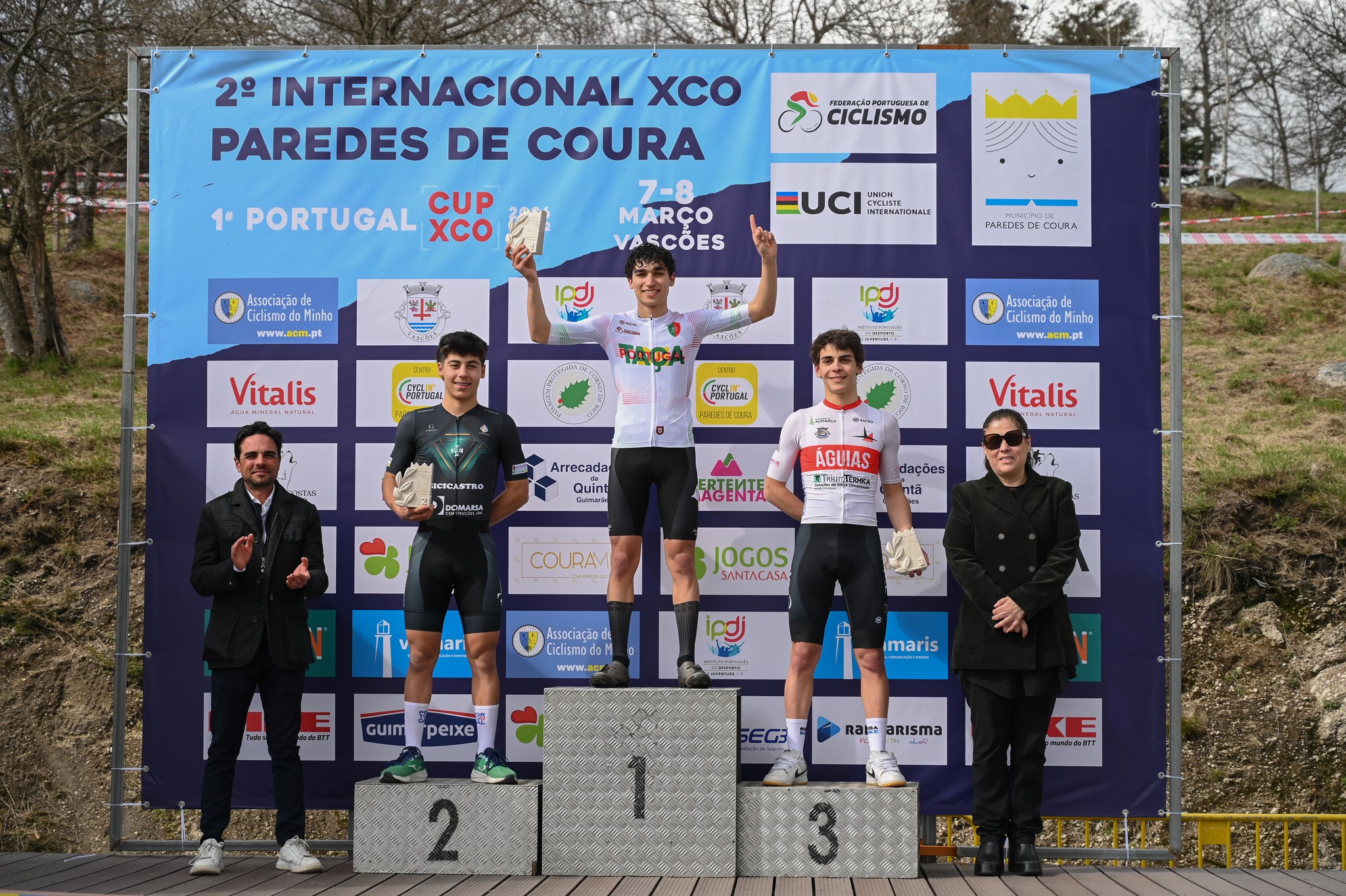 O pódio dos juniores masculinos com João Vigário, Hugo Ramalho e Pedro Galvão