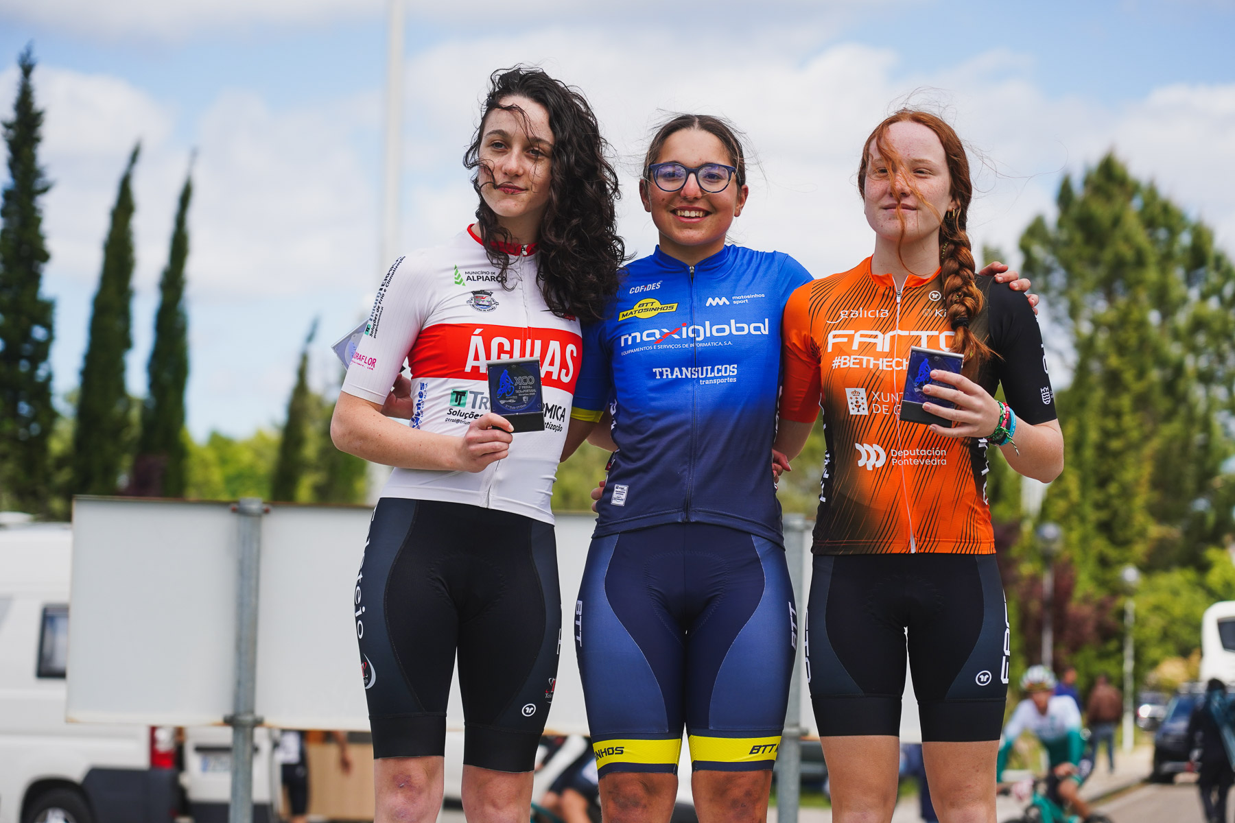 O pódio das cadetes femininas com Francisca Grazina, Dalila Sá e Jimena Riveiro