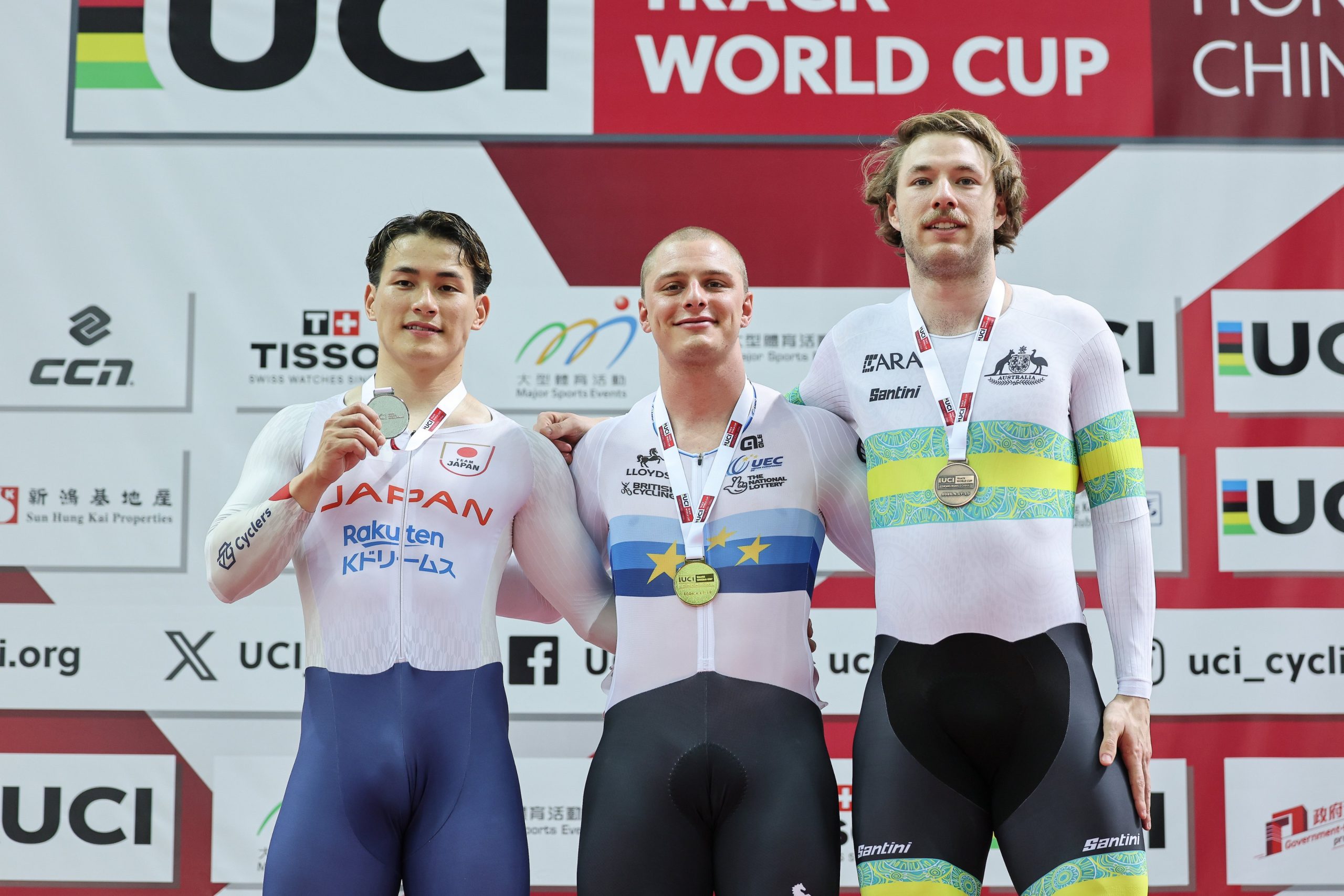 O pódio do Sprint masculino com Kaiya Ota, Matthew Richardson e Leigh Hoffman