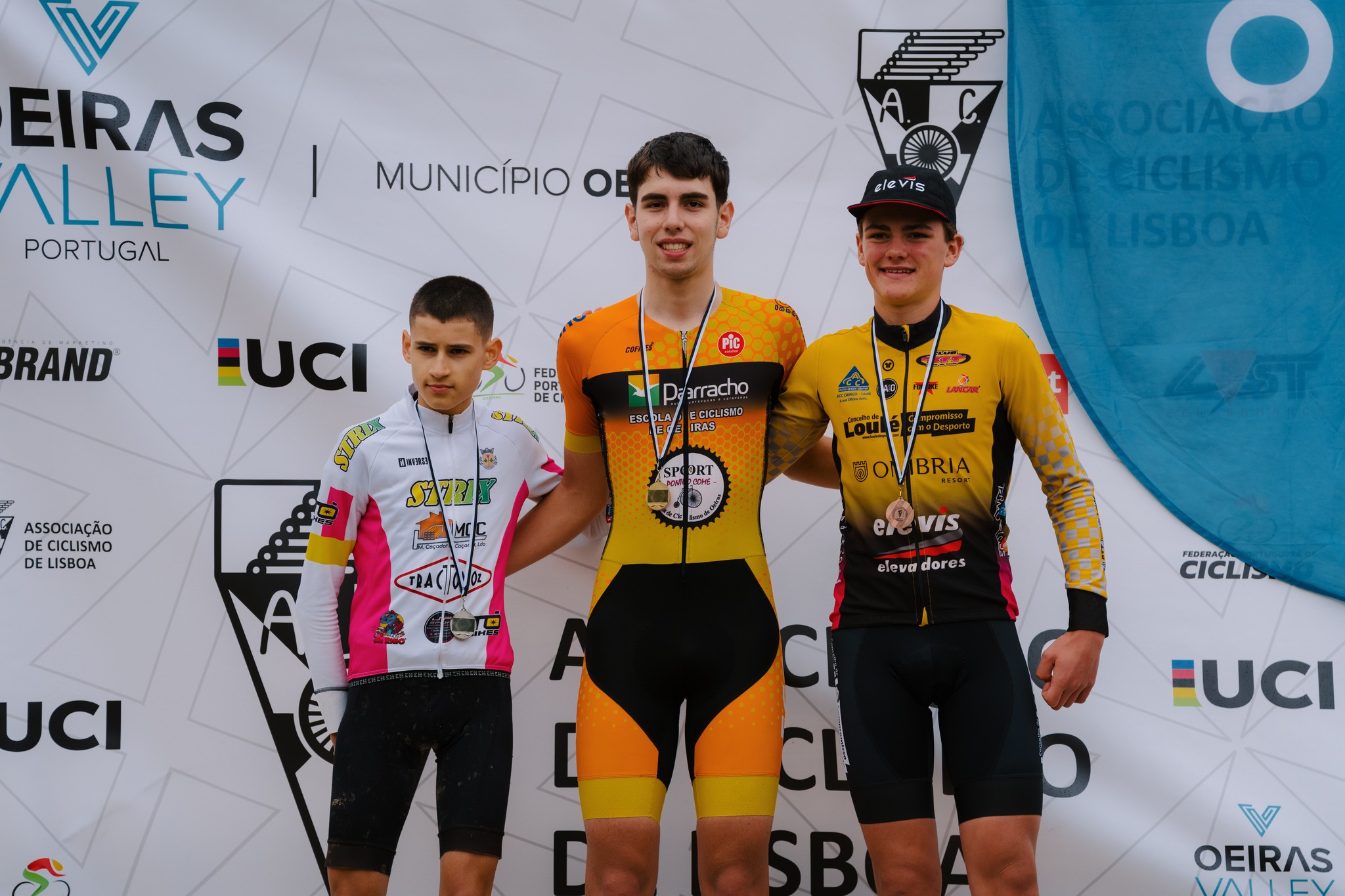 O pódio dos Cadetes masculinos com Simão Ferreira, Rafael Inácio e Sebastian Horne