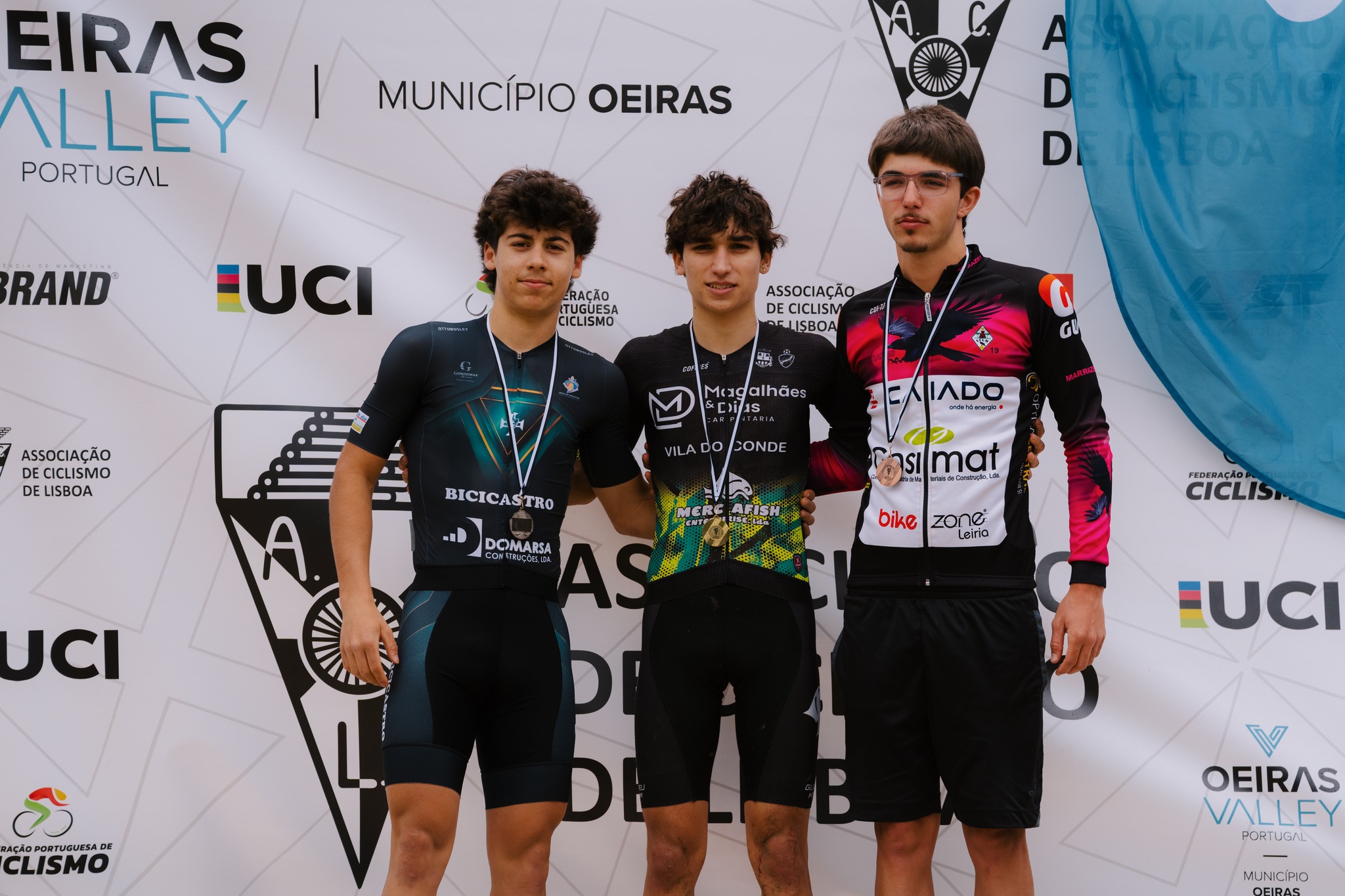 O pódio dos juniores masculinos com João Vigário, Hugo Ramalho e Xavier Gaspar