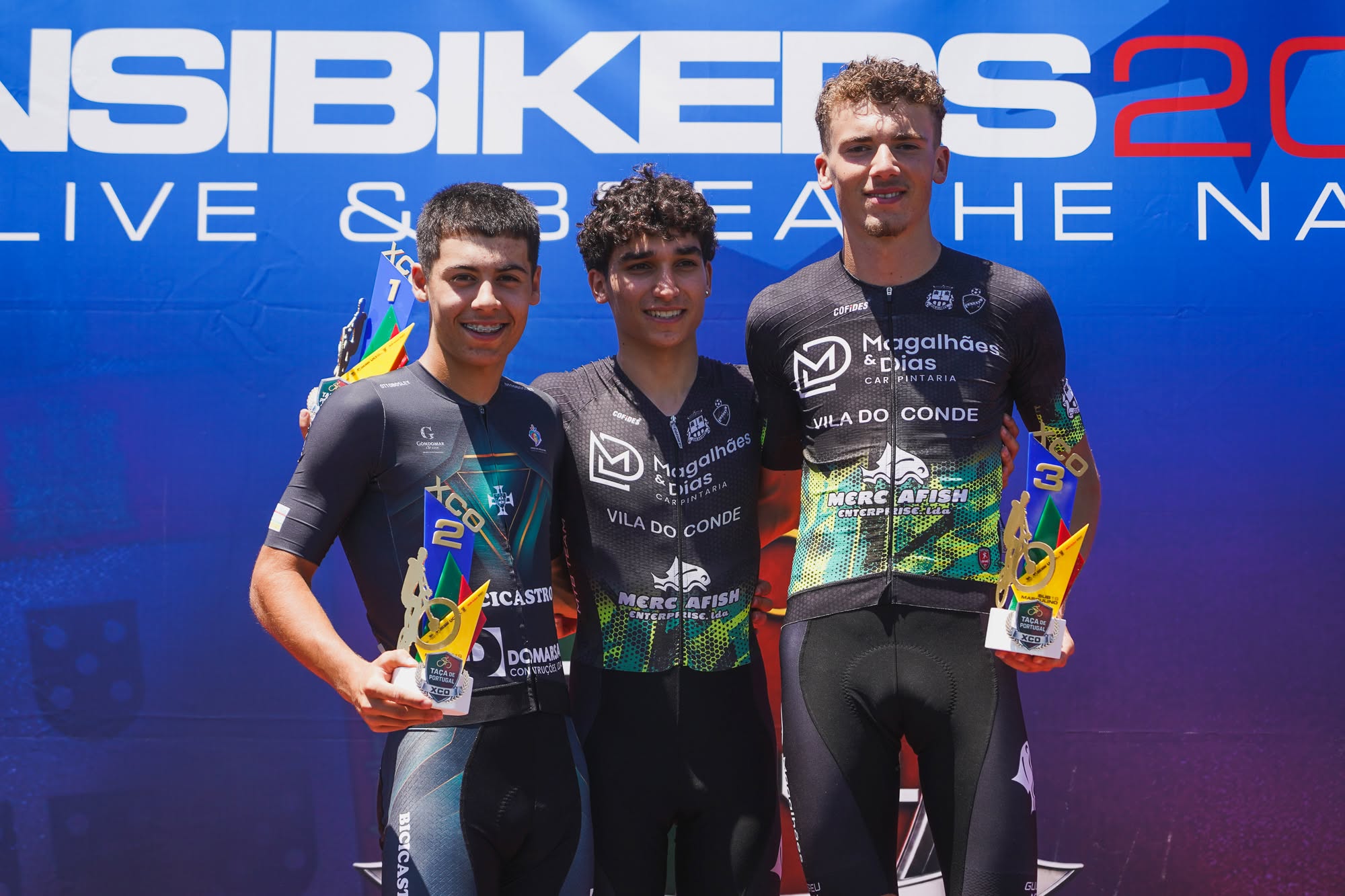 O pódio dos juniores masculinos em Ansião com João Vigário, Hugo Ramalho e Diogo Maia