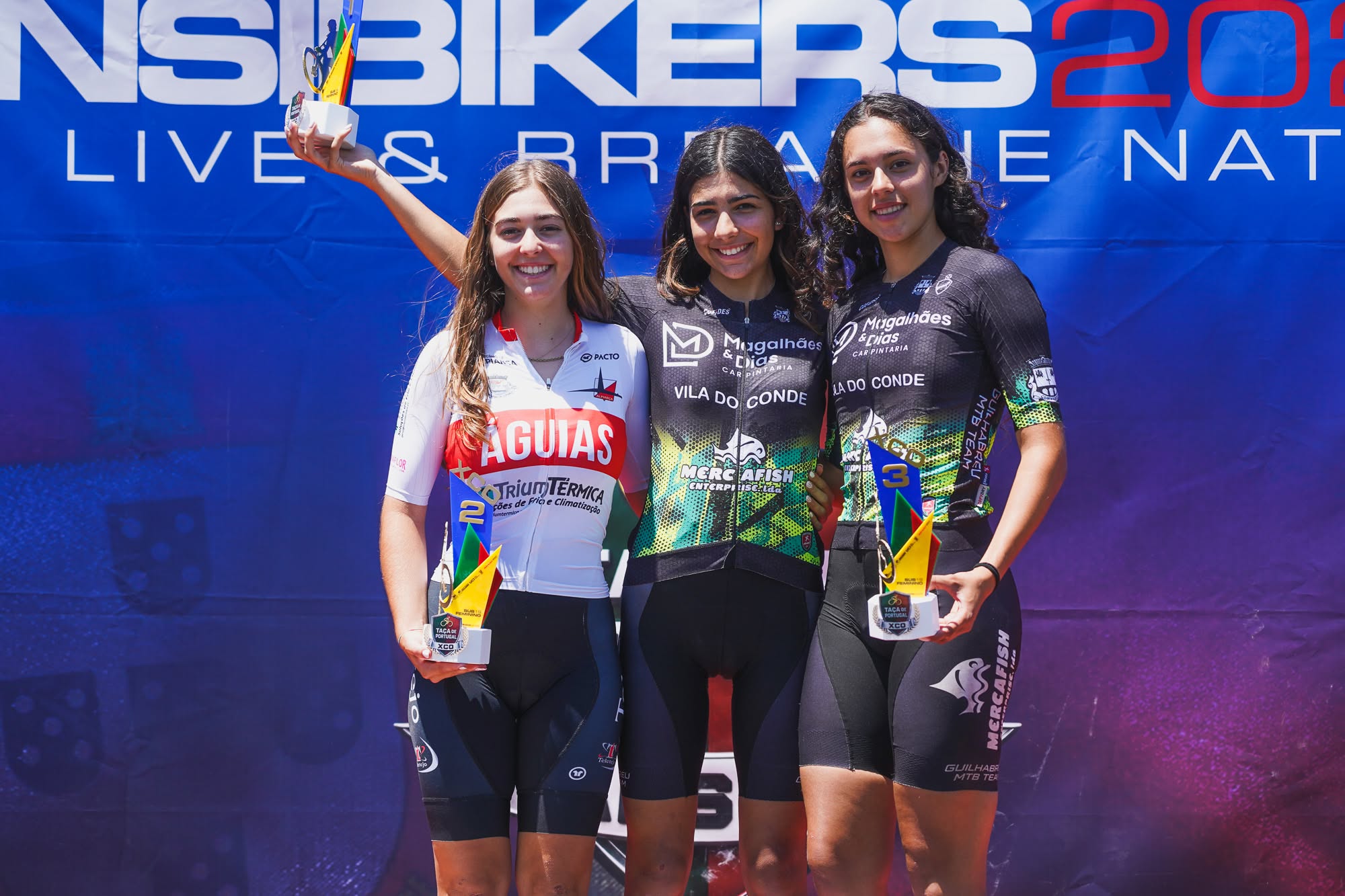 O pódio das juniores femininas em Ansião com Bárbara Cunha, Rita Fontinhas e Maria Coimbra