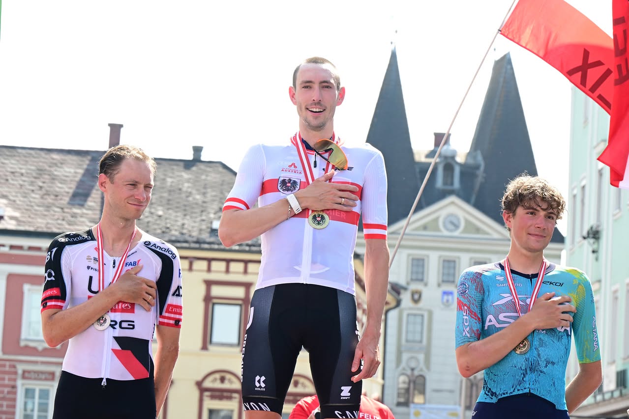 O pódio dos elites masculinos da Áustria com Felix Grossschartner, Michael Gogl e Marco Schrettl (Foto: Cycling Austria)