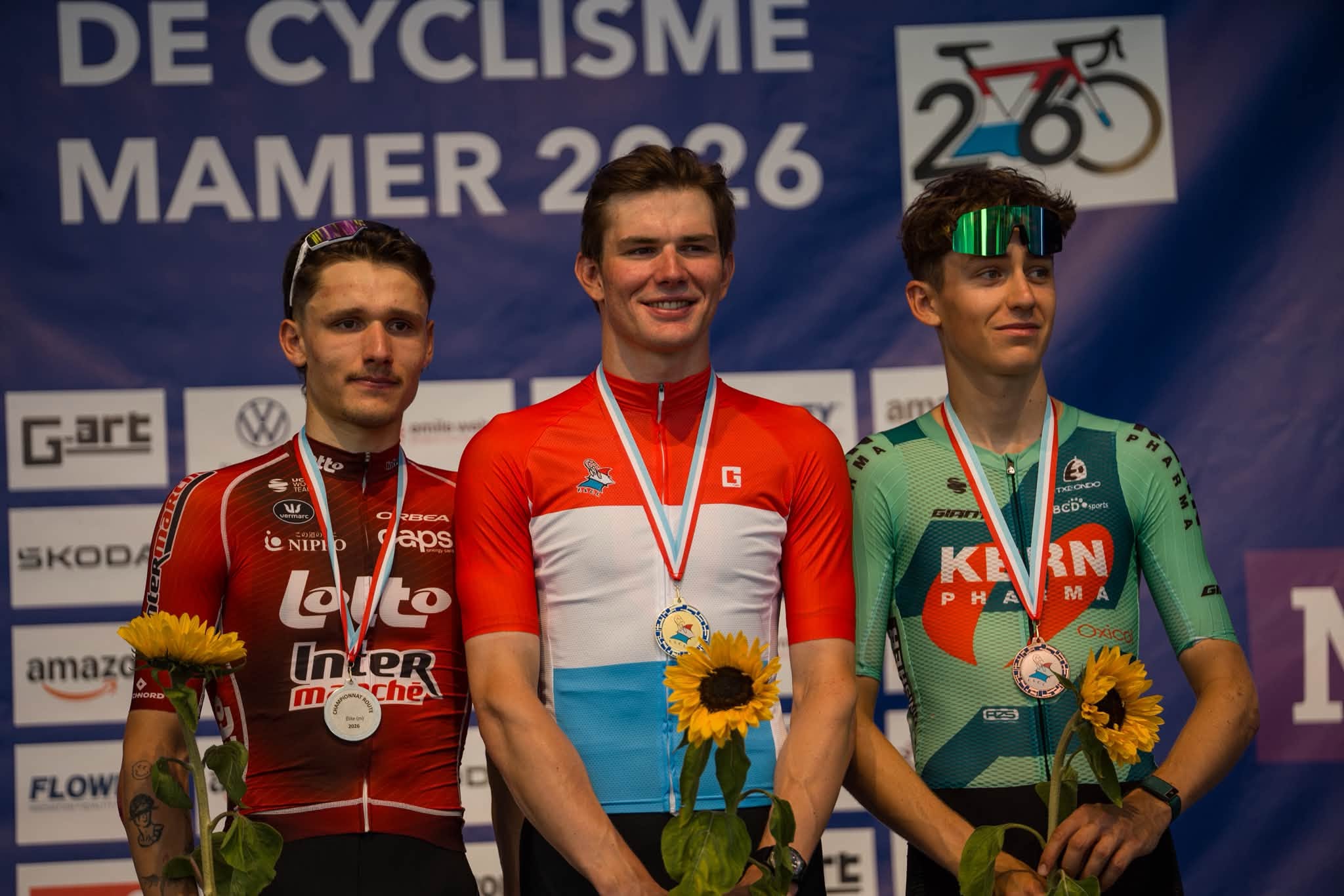 O pódio dos elites masculinos do Luxemburgo com Mathieu Kockelmann, Arthur Kluckers e Mats Wenzel (Foto: FSCL)