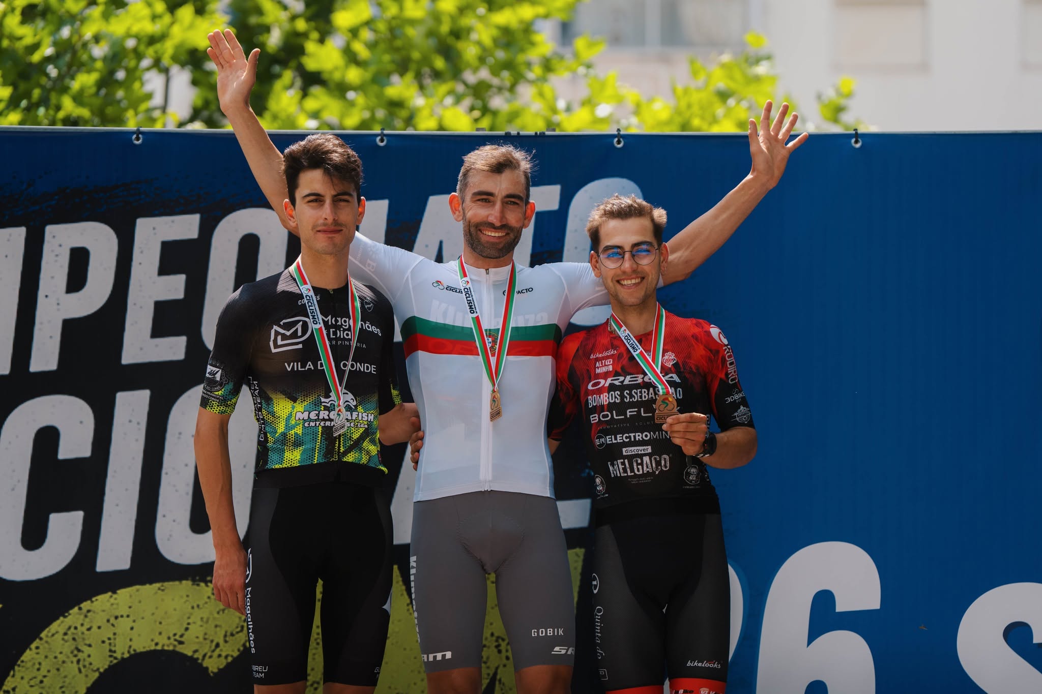 O pódio dos elites masculinos com Guilherme Mota, José Dias e Diogo Graça