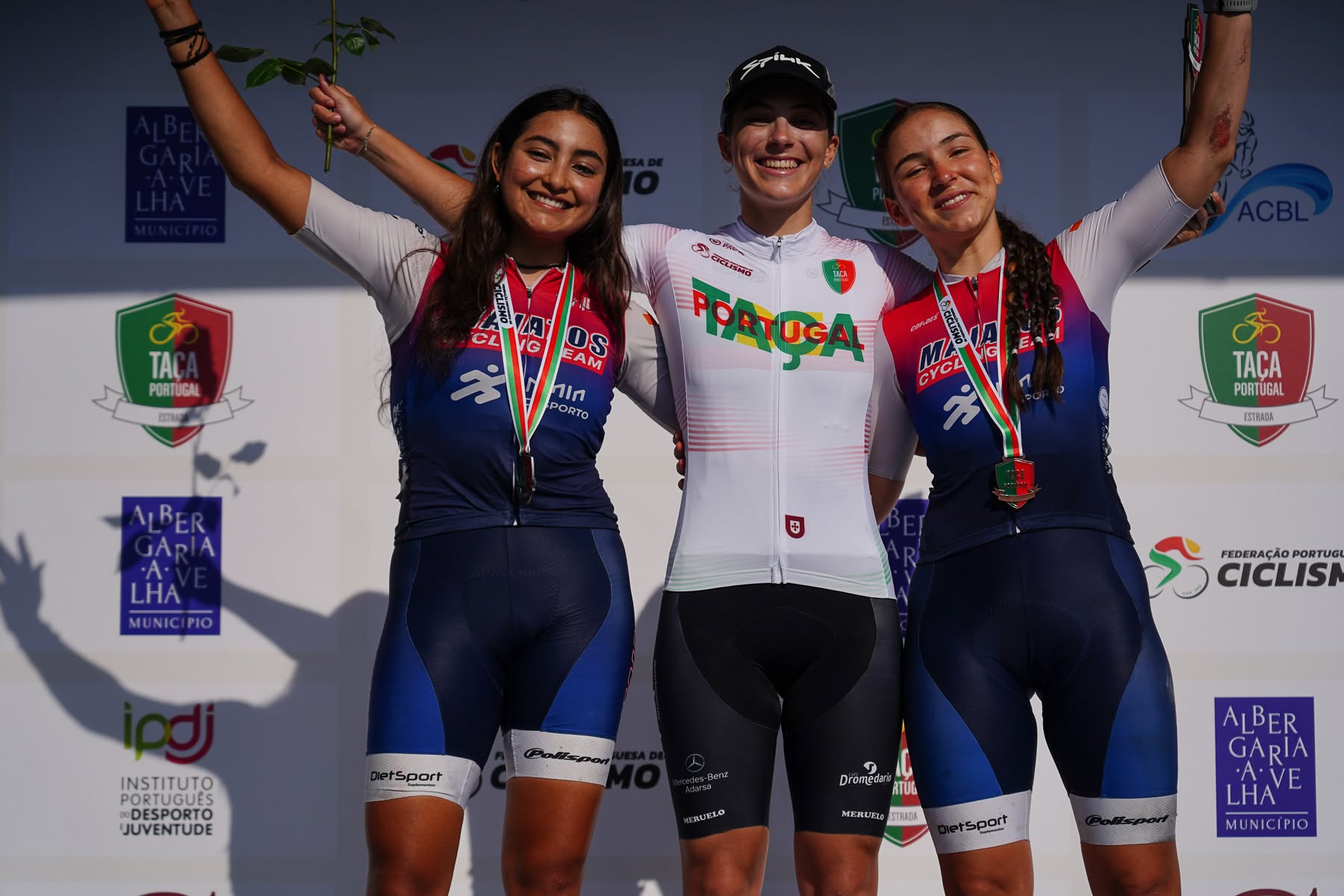 O pódio final da Taça de Portugal Sub-23 com Carolina Galaviz, Marta Carvalho e Diana Corrales