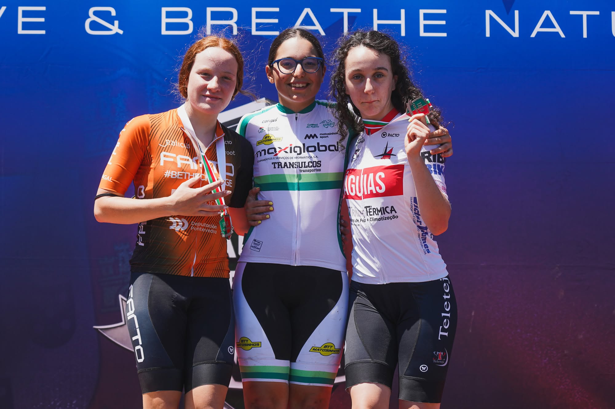 O pódio da Taça de Portugal de Cadetes femininas com Jimena Riveiro, Dalila Sá e Francisca Grazina
