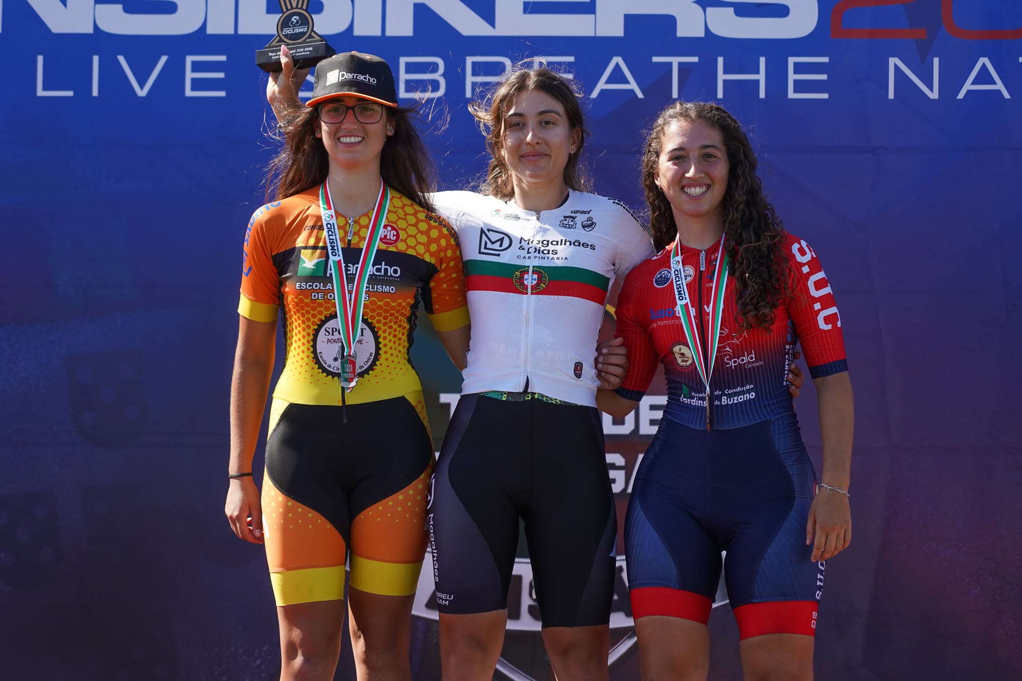 O pódio da Taça de Portugal das sub-23 femininas com Catarina Espada, Beatriz Guerra e Mariana Machado