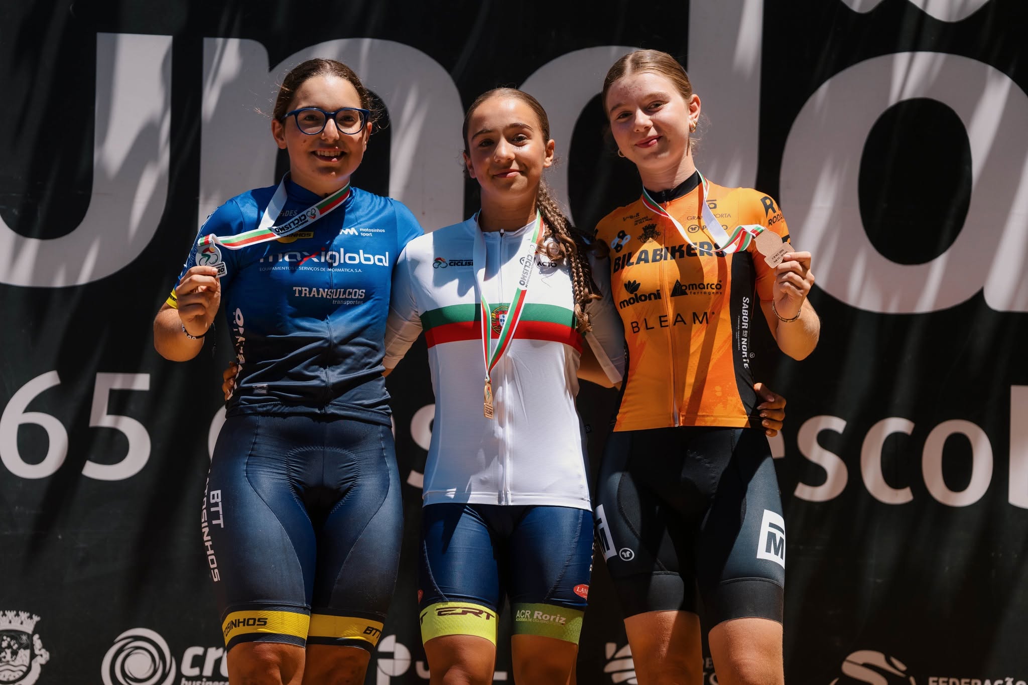 O pódio das cadetes femininas com Dalila Sá, Mariana Peixoto e Matilde Correia