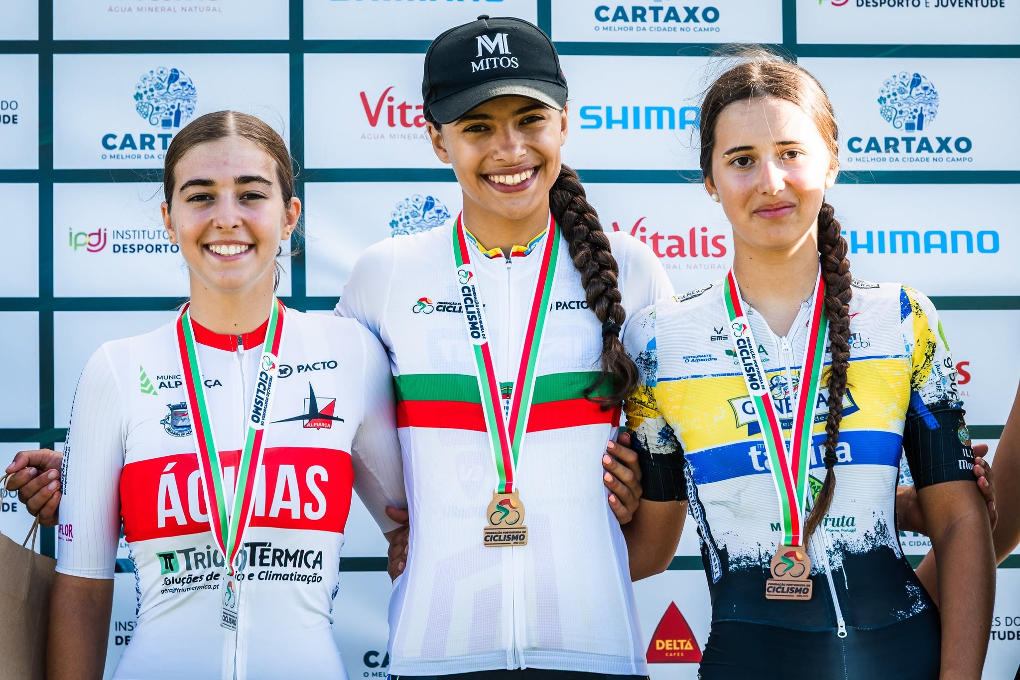 O pódio das juniores femininas com Bárbara Cunha, Marta Esteves e Bruna Carmo