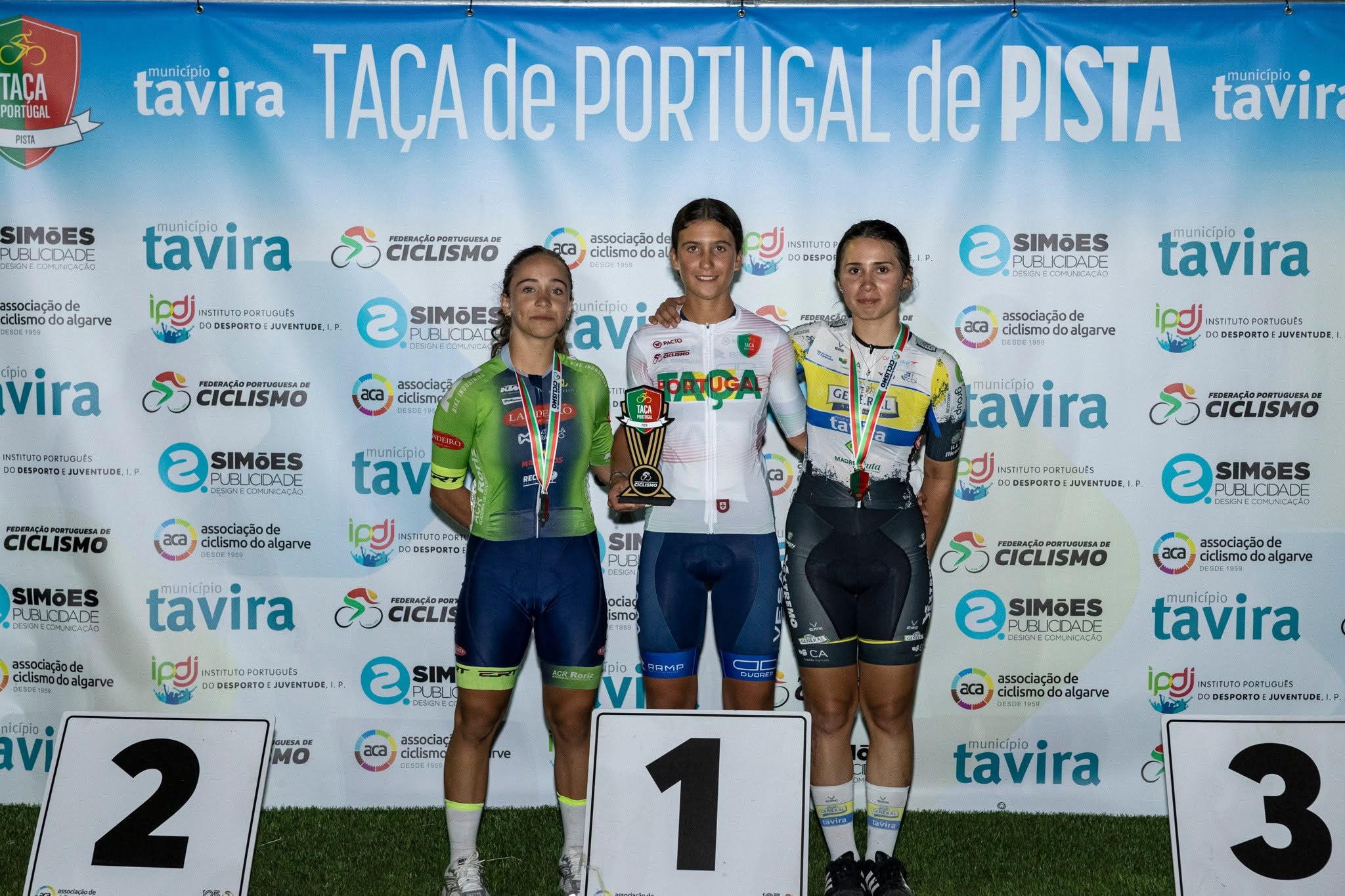 O pódio da Taça de Portugal de Perseguição Individual das cadetes femininas com Mariana Peixoto, Carolina Bernardo e Juliana Gonçalves