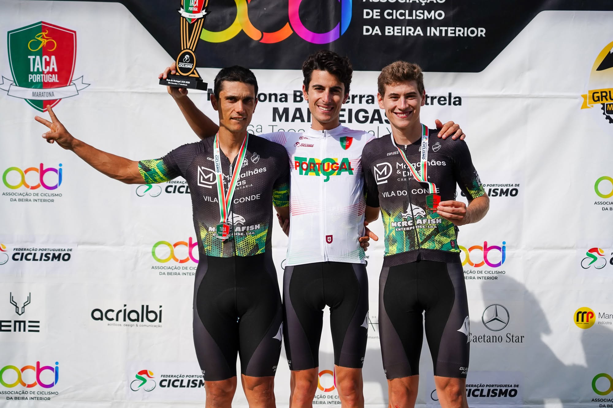 O pódio da Taça de Portugal de XCM dos elites masculinos com Carlos Cruz, Guilherme Mota e Hélder Laranjeira