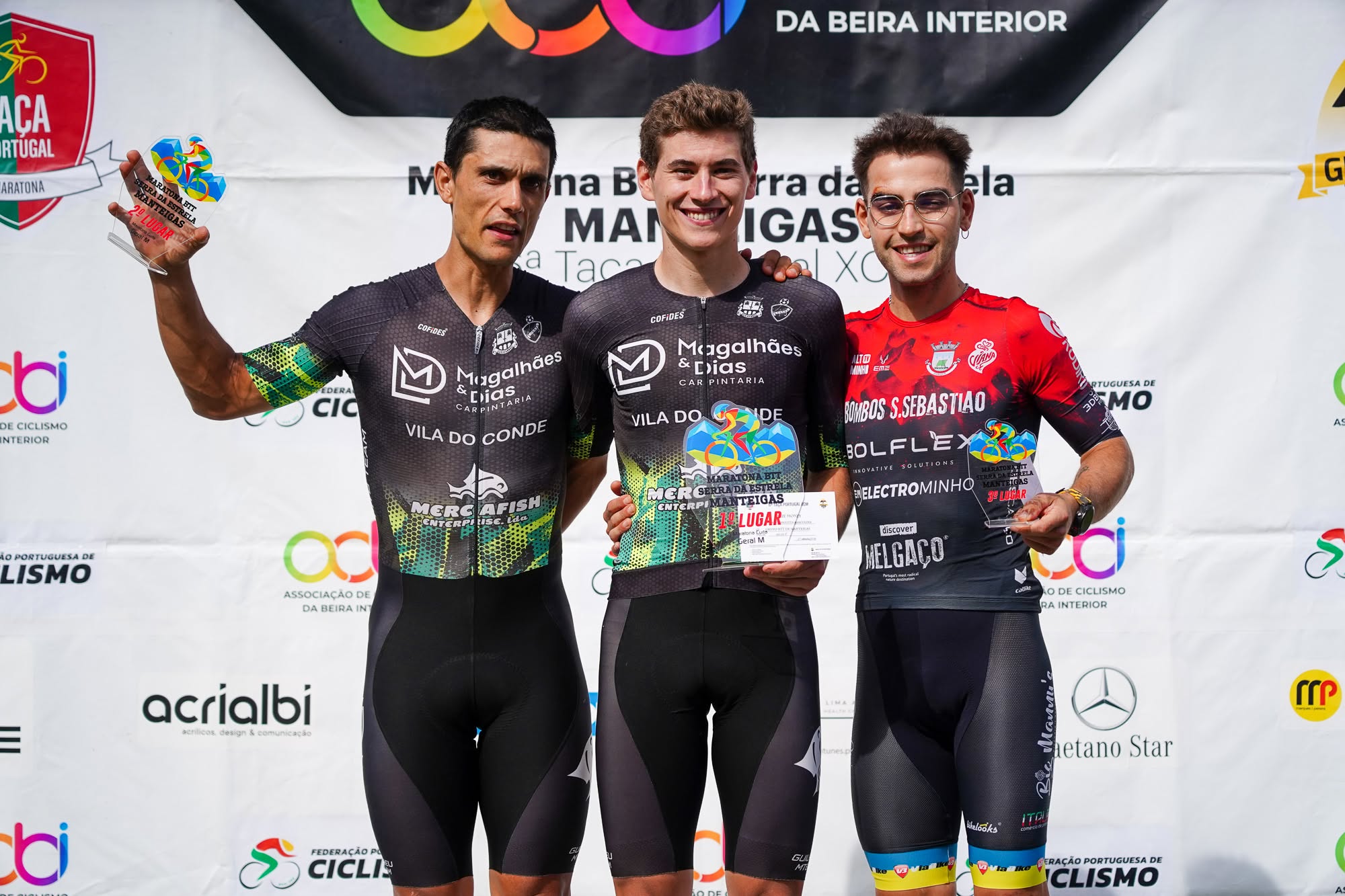 O pódio dos elites masculinos em Manteigas com Carlos Cruz, Hélder Laranjeira e Diogo Graça